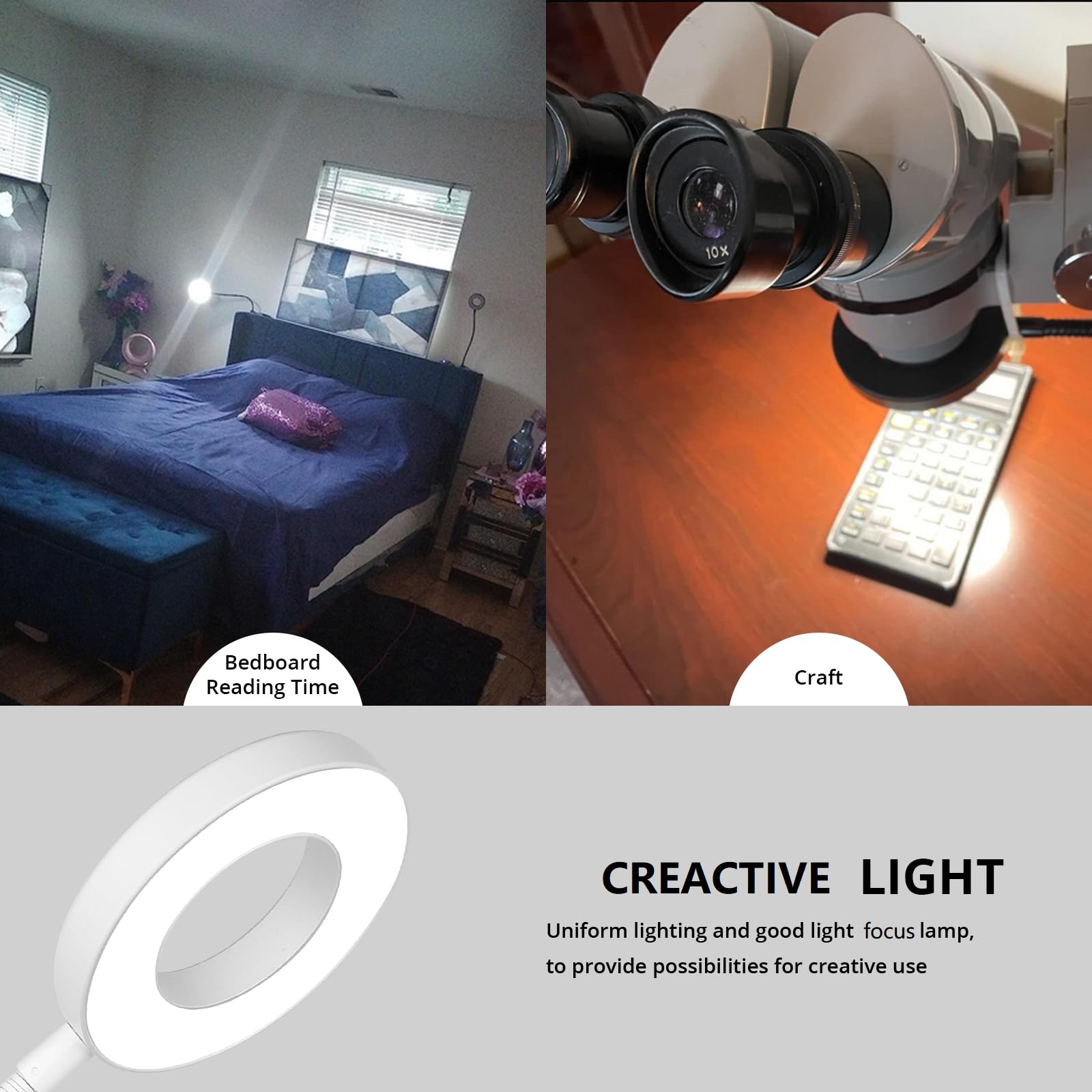Desk Clip on Lamp for Reading Home Office, with 5V 2A Adapter, 10 Dimmable Brightness 3 Modes, Clamp Reading Light for Bed Headb