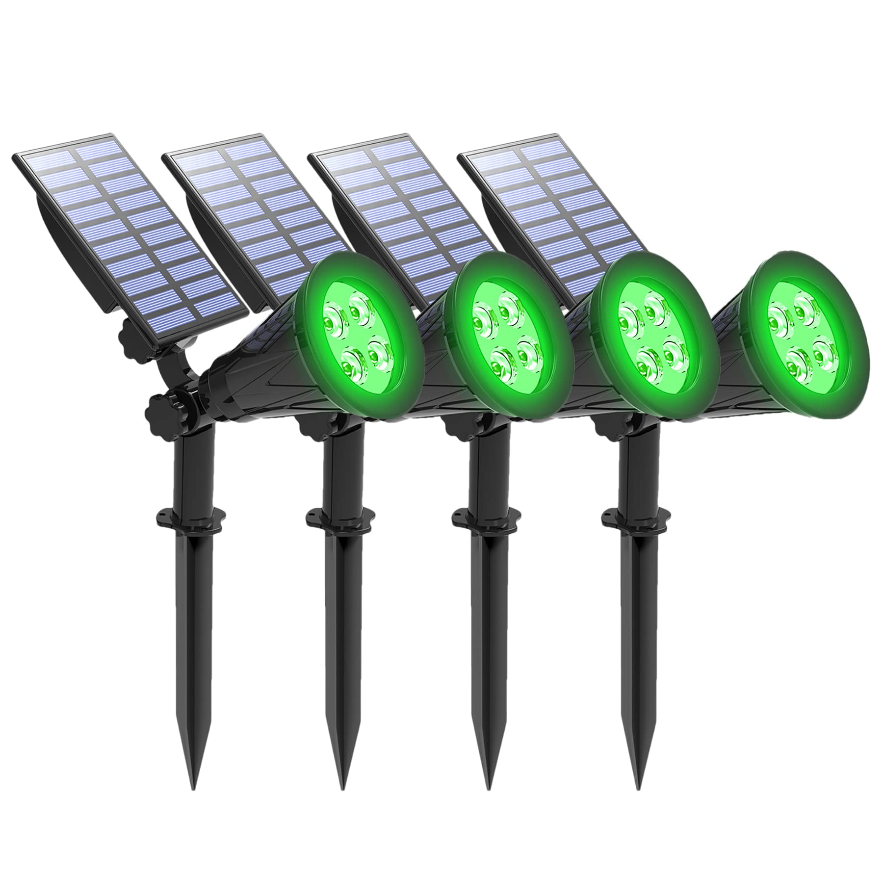 T-SUNUS Green Solar Landscape Lights Christmas 4 Pack, IP65 Waterproof Halloween Garden Pond Light, Auto-on/Off Security Spotlig