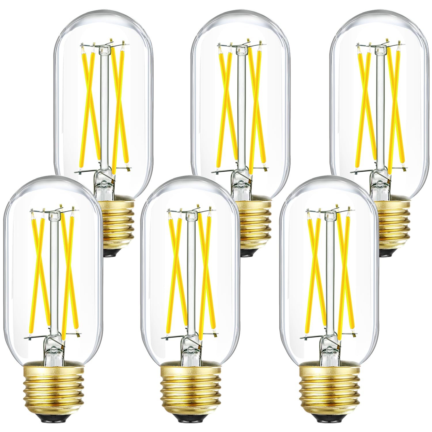 Leools T14 Led Bulb,6W E26 Led Bulb Dimmable Equivalent E26 Bulb 60 Watt,Neutral White 4000K E26 Edison Bulb,Ac120V,650Lm,Cri90,