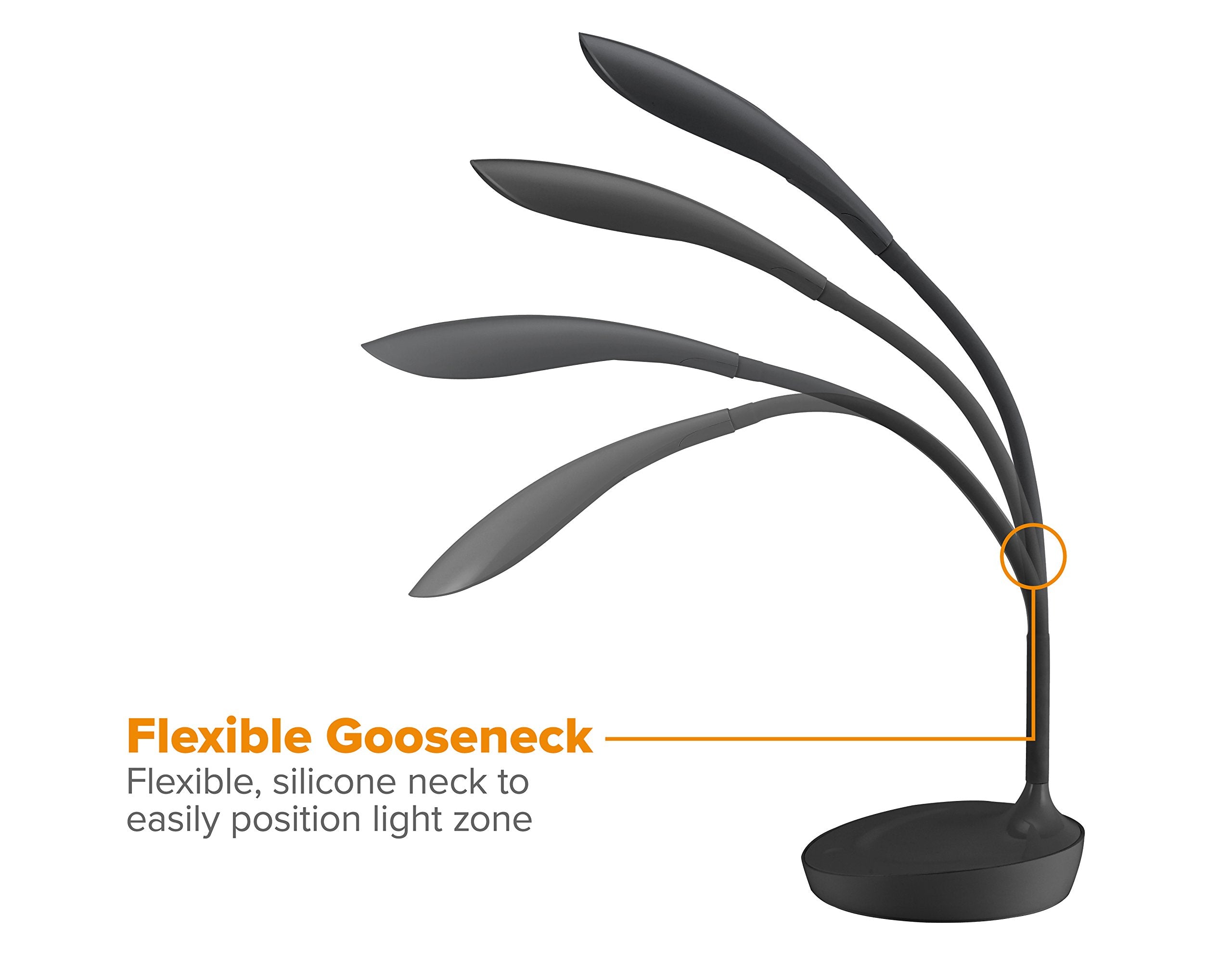 Bostitch Gooseneck LED Desk Lamp KT-VLED1502-BLK, Dimmable, Black, with USB Charging Port, Plastic, Ideal for Home Office