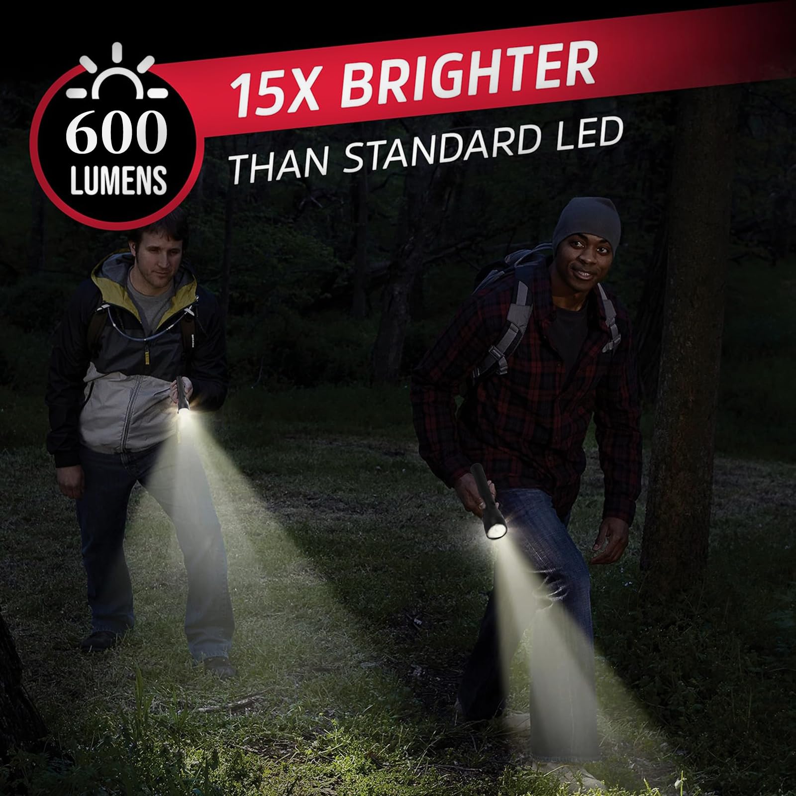 Hilngav Heavy Duty LED Flashlights, High Lumens, Aluminum, Black, Model s008-a, 3 Pack for Outdoors & Emergency Power Outages
