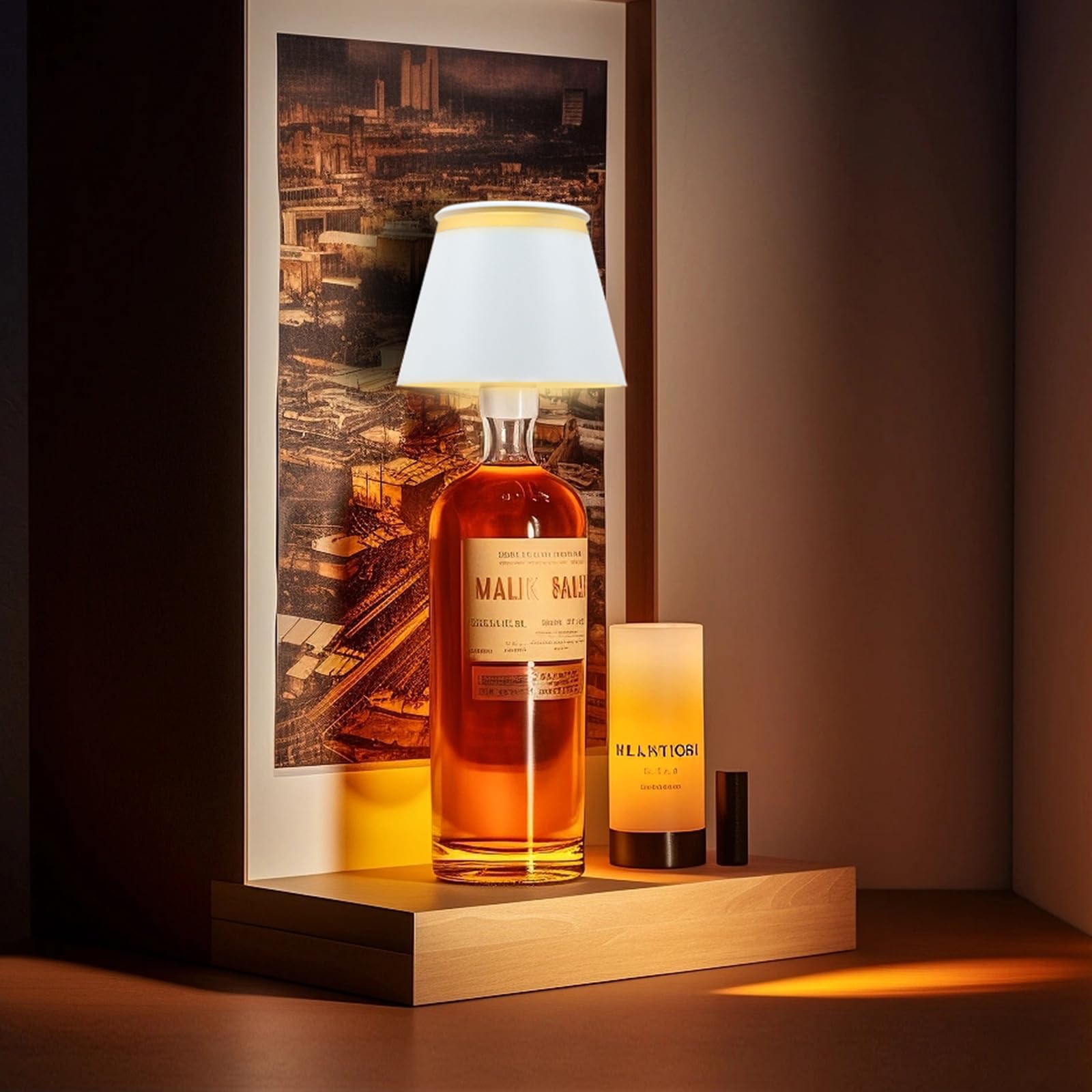 Yupola Wireless Bottle Lamp, Dimmable Cordless Touch Control, Rechargeable, Acrylic, 1pcs, White, Model SBSY