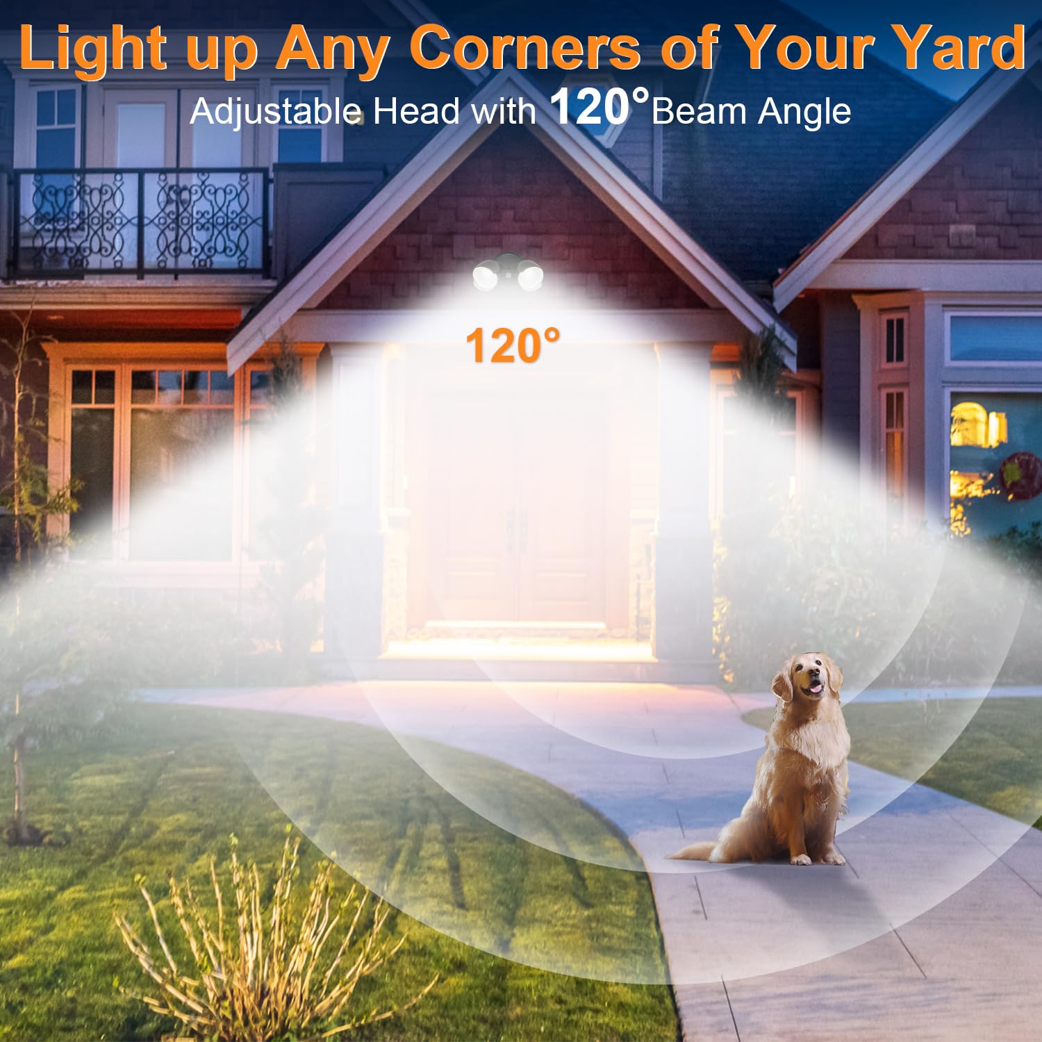 Celavy 15W Led Flood Light Outdoor, 1500 Lumen Exterior Security Lights, 3000K/5000K Light, Ip65 Waterproof, Dual-Head Wall/Eave Mount Flood Light Energy Saving For Garage, Patio, Yard (Black)