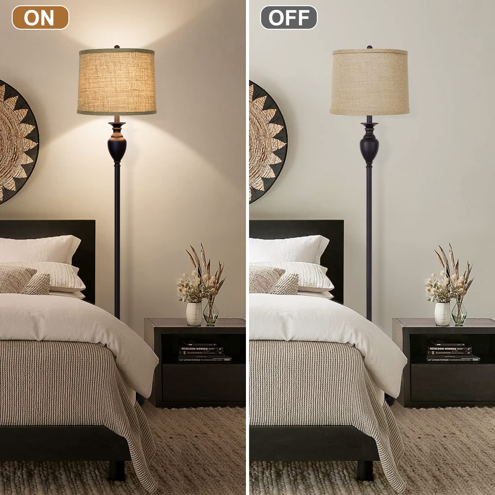 Seaside Village Burlap Lampshades Set of 2, 11.6in Top x 12.6in Bottom x 9.8in High, Brown, Spider Fitter, Hand
