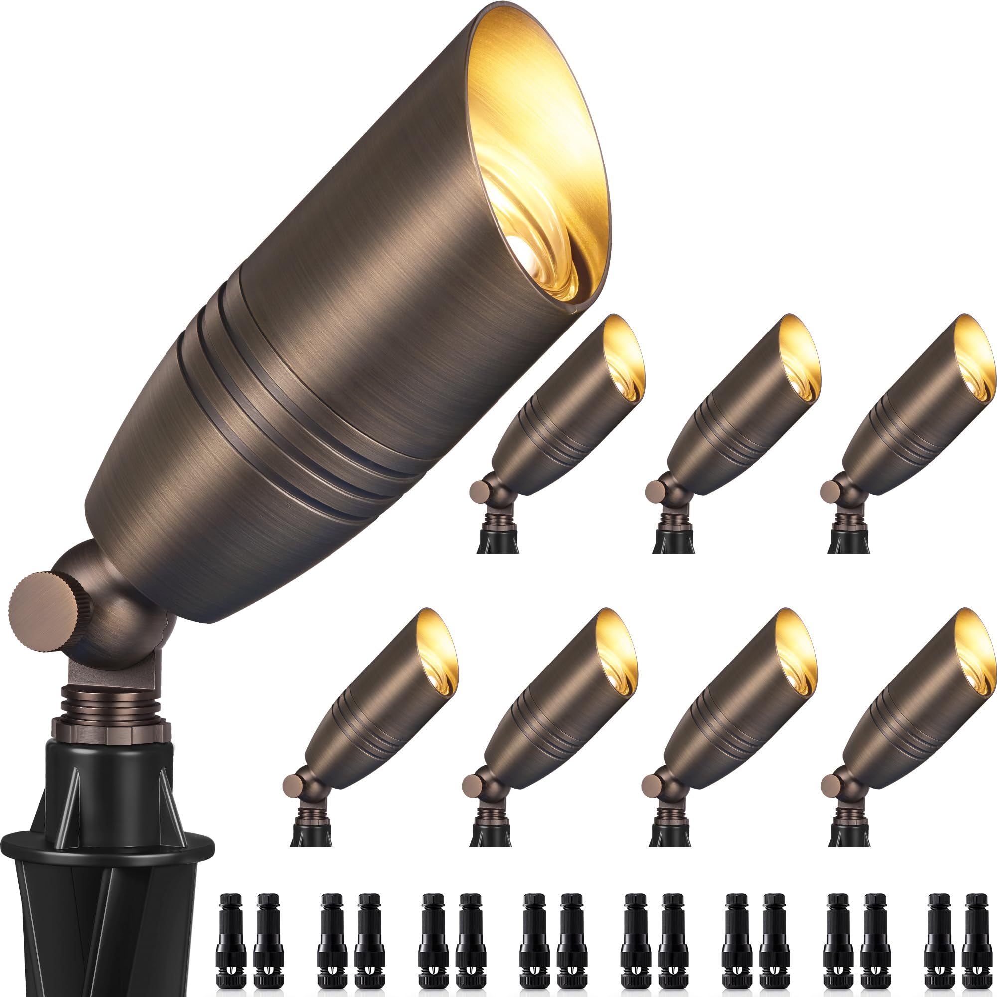 SUNVIE Solid Brass Landscape Spotlight 12V Heavy Duty LED Low Voltage Landscape Lighting Waterproof Uplights Outdoor Spot Lights