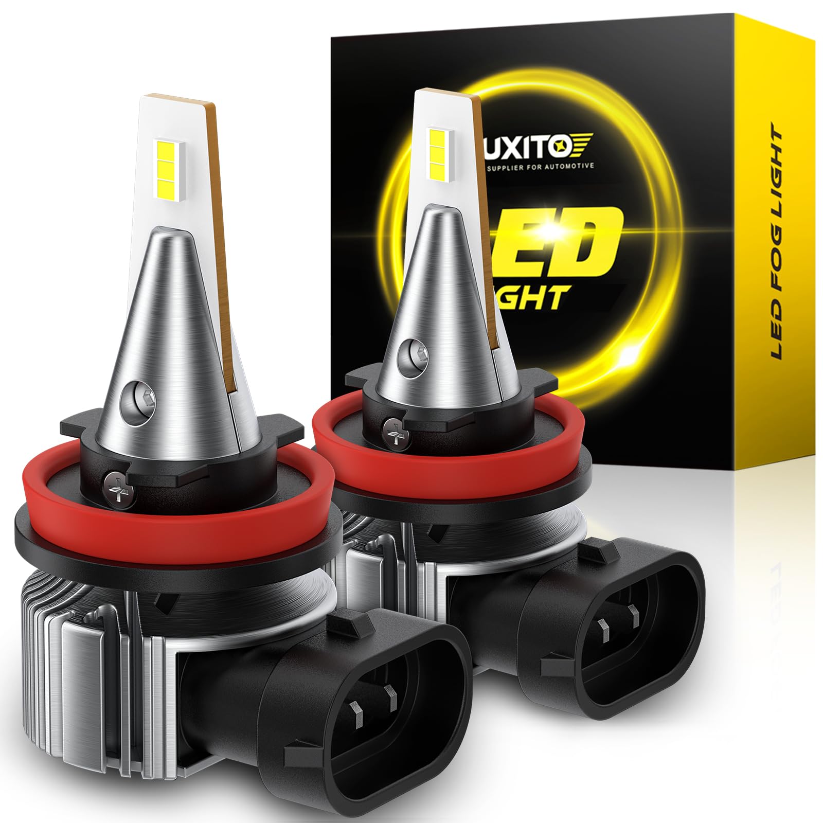 Auxito H11/H8/H16 Led Fog Light Bulbs 600% Brighter 6500K White Halogen Replacement For Fog Lights Or Daytime Running Lights Drl