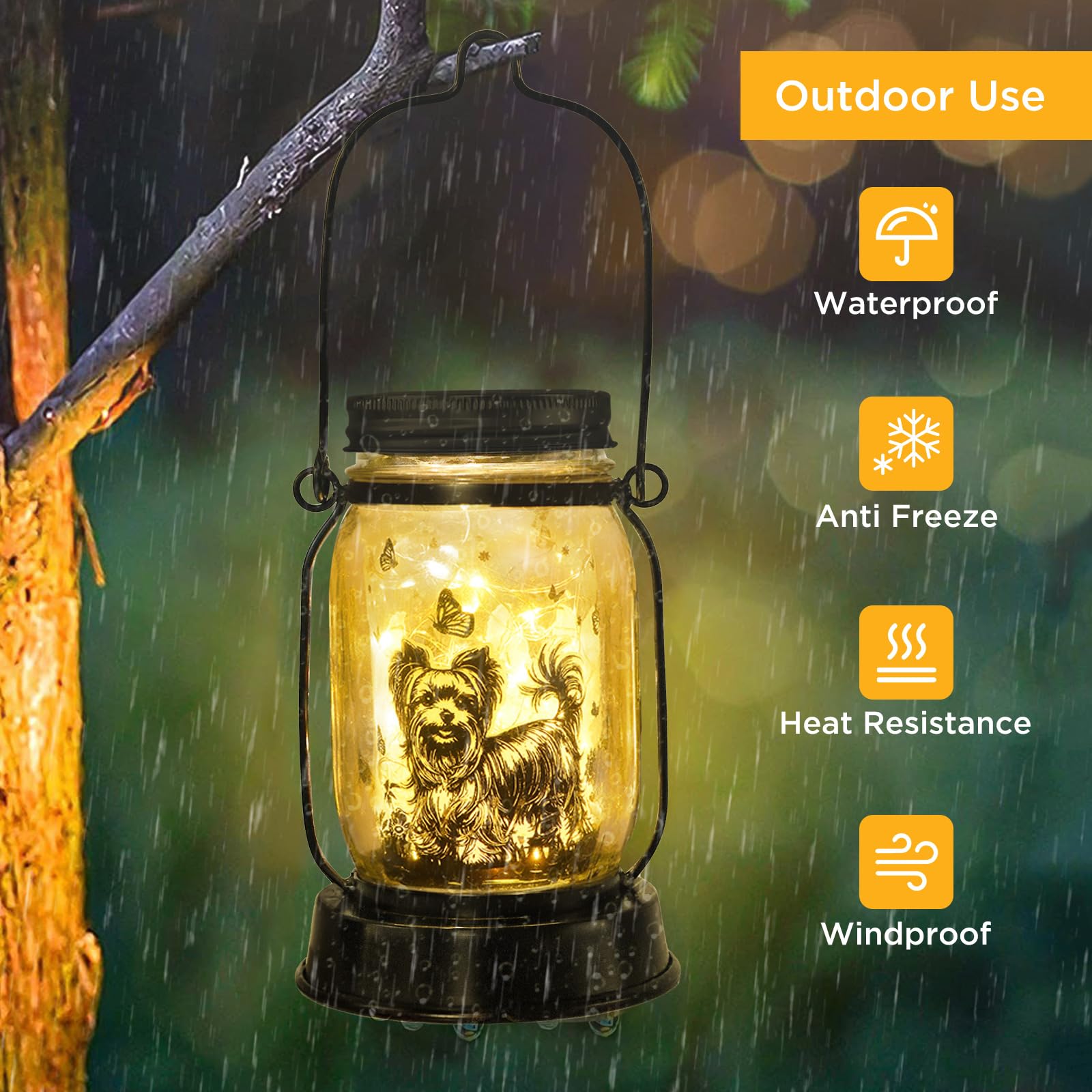 Yorkie Dog Gifts For Women/Men Yorkshire Terrier Solar Lanterns Mom Birthday Dog Lovers Lantern Pet Loss Pet Memorial Lights Sol