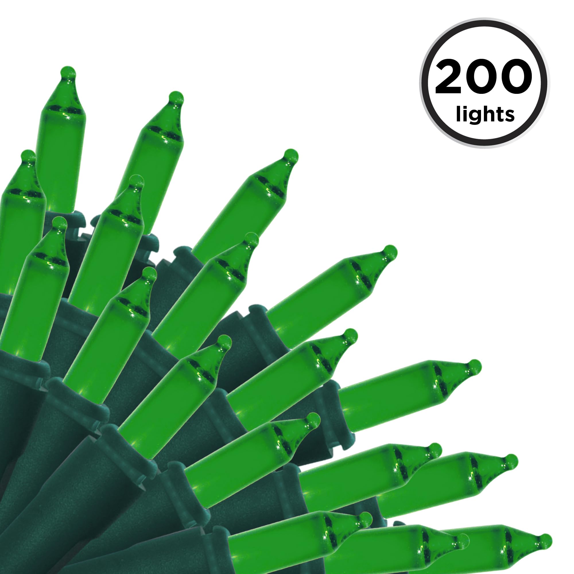 Brite Star 100 Count Mini String Christmas Lights, Green Wire, 22 Feet Indoor/Outdoor, Model 37-344-20, Set of 2