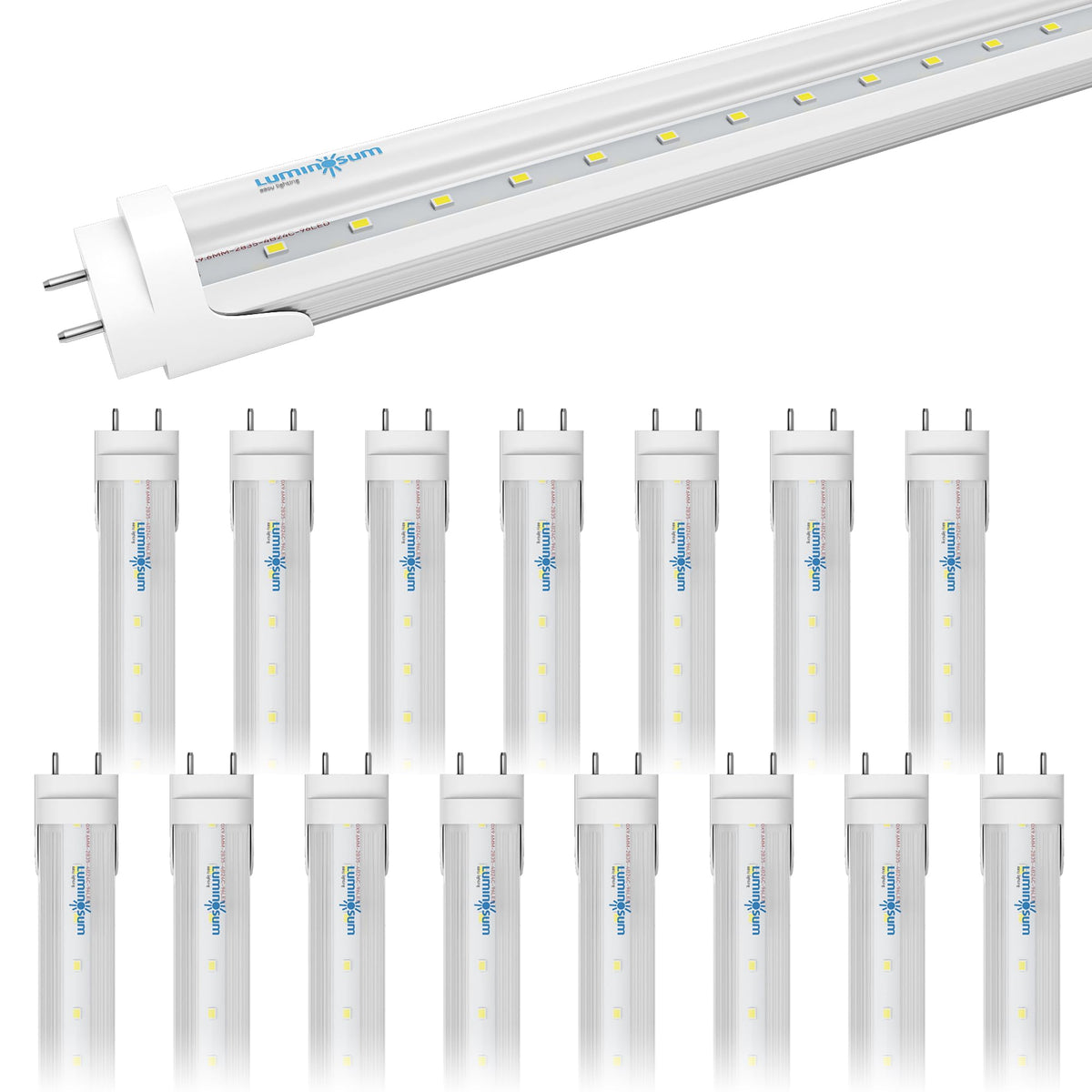 Luminosum T8 T10 T12 Led Tube Lights 4 Foot 20W (40W Equivalent) Cool White 6000K, G13 Dual-Ended Powered Clear Cover, Etl Liste