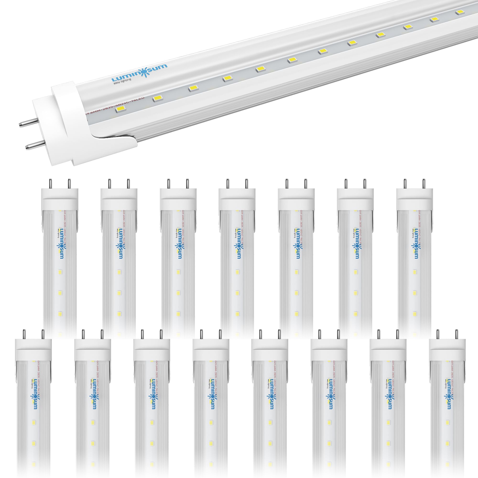Luminosum T8/T10/T12 4 Foot Led Light Tube 20W 48 Inch, 40W Equivalent, Natural White 4000K, Clear Cover, Dual-End Powered, Ball