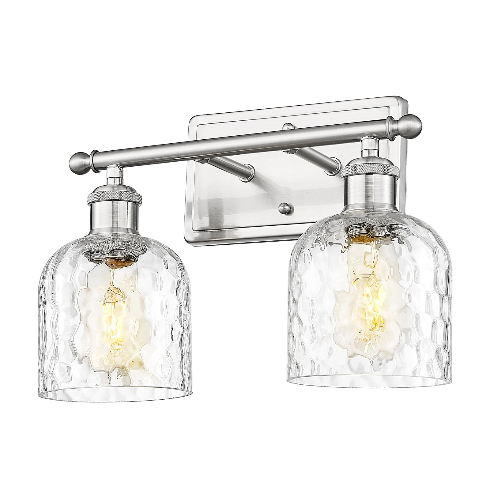 Zeyu 14 Inch Modern Vanity Lighting Fixtures, 2 Light Bathroom Vanity Light For Mirror Bedroom, Brushed Nickel Finish With Clear