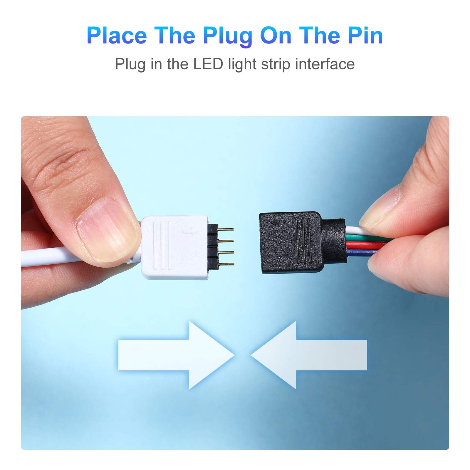 Honoson 6 Pieces 4 Pin RGB Extension Cable Kit, Solderless Jumper Cables with 12 Pin Connectors, White, 1.6 FT, 3.3 FT