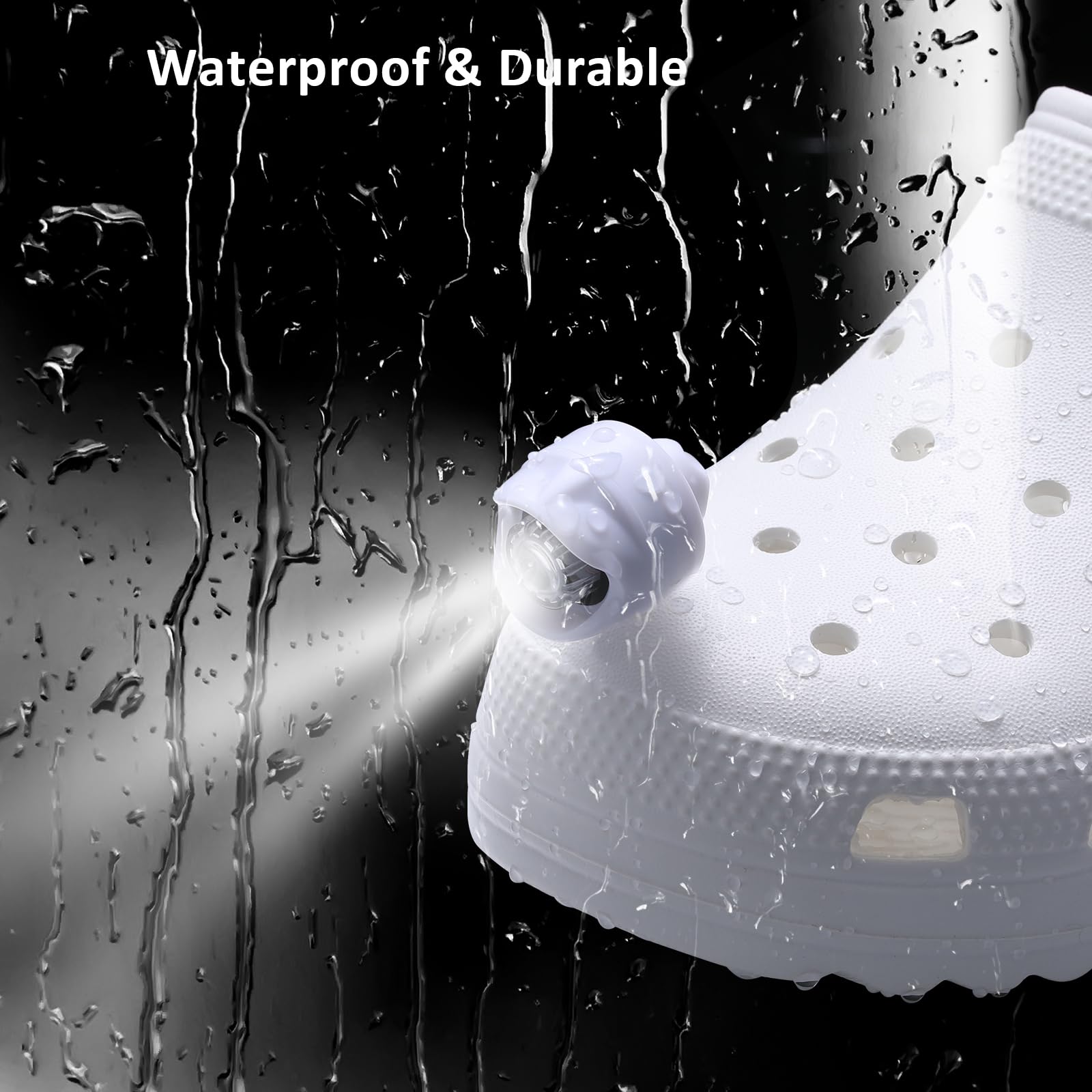 RAHAN Rechargeable Clip-on Clog Headlights - Waterproof, 3 Light Modes, White, Wearable Flashlights for Kids & Adults, Ideal for Outdoor Activities