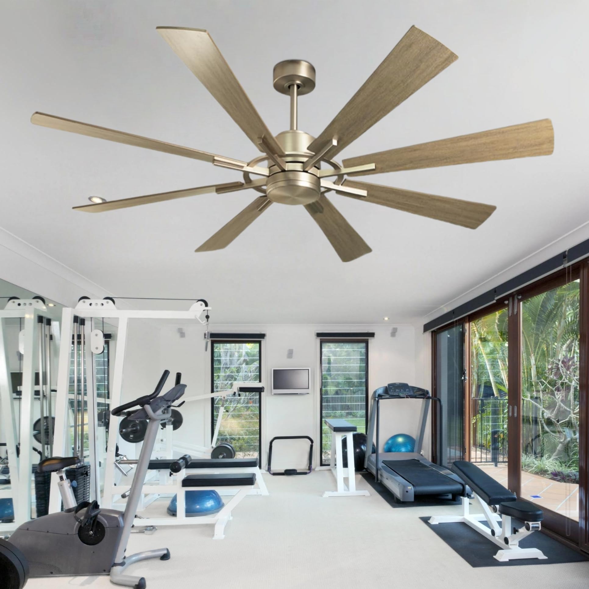 Depuley 72in Ceiling Fan Without Light, Wood Color, 8 cutting edge, Reversible, Quiet DC Motor, Model WS-FPZ182-18B-GR
