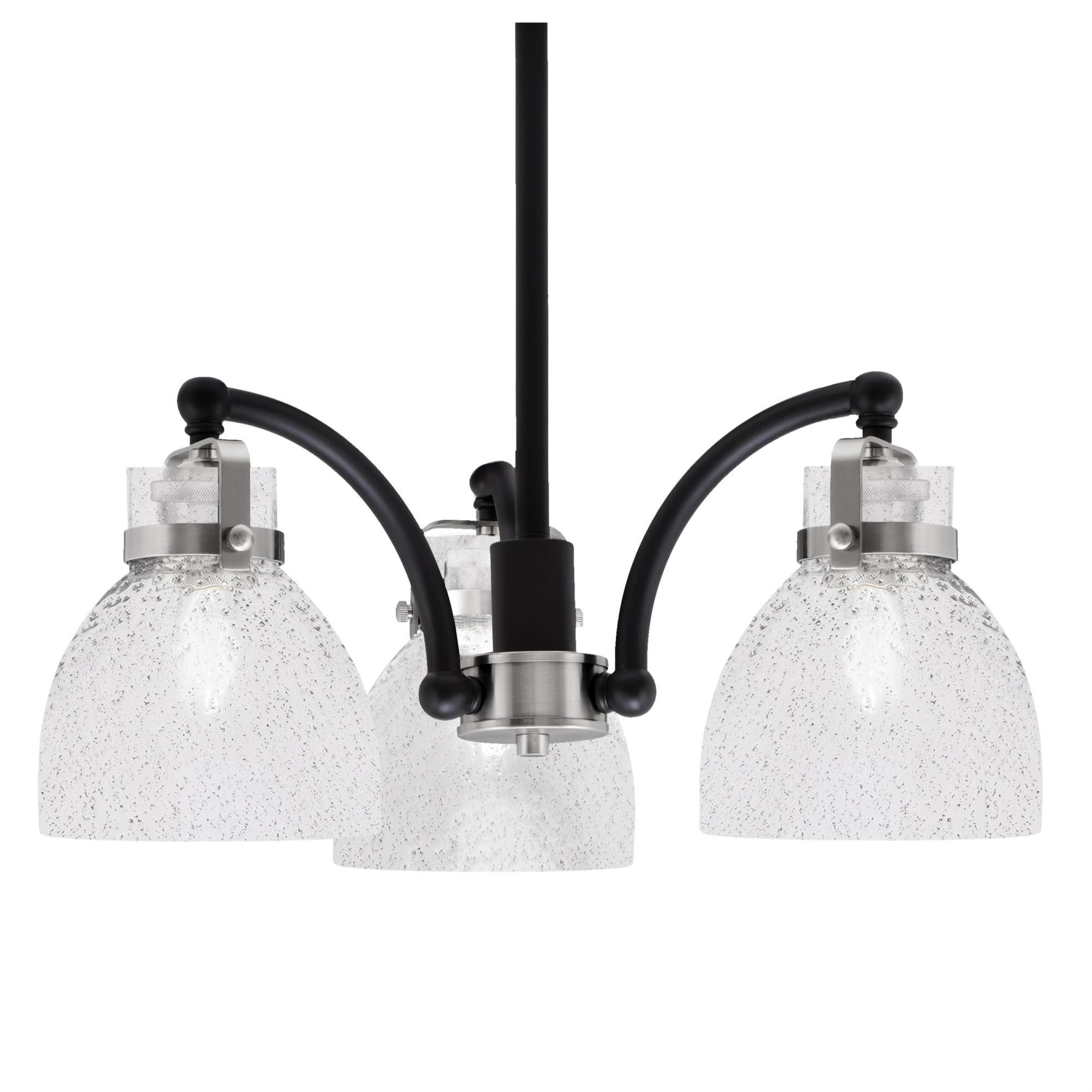 Easton Downlight, 3 Light, Chandelier Shown In Matte Black & Brushed Nickel Finish With 6&quot; Smoke Bubble Glass