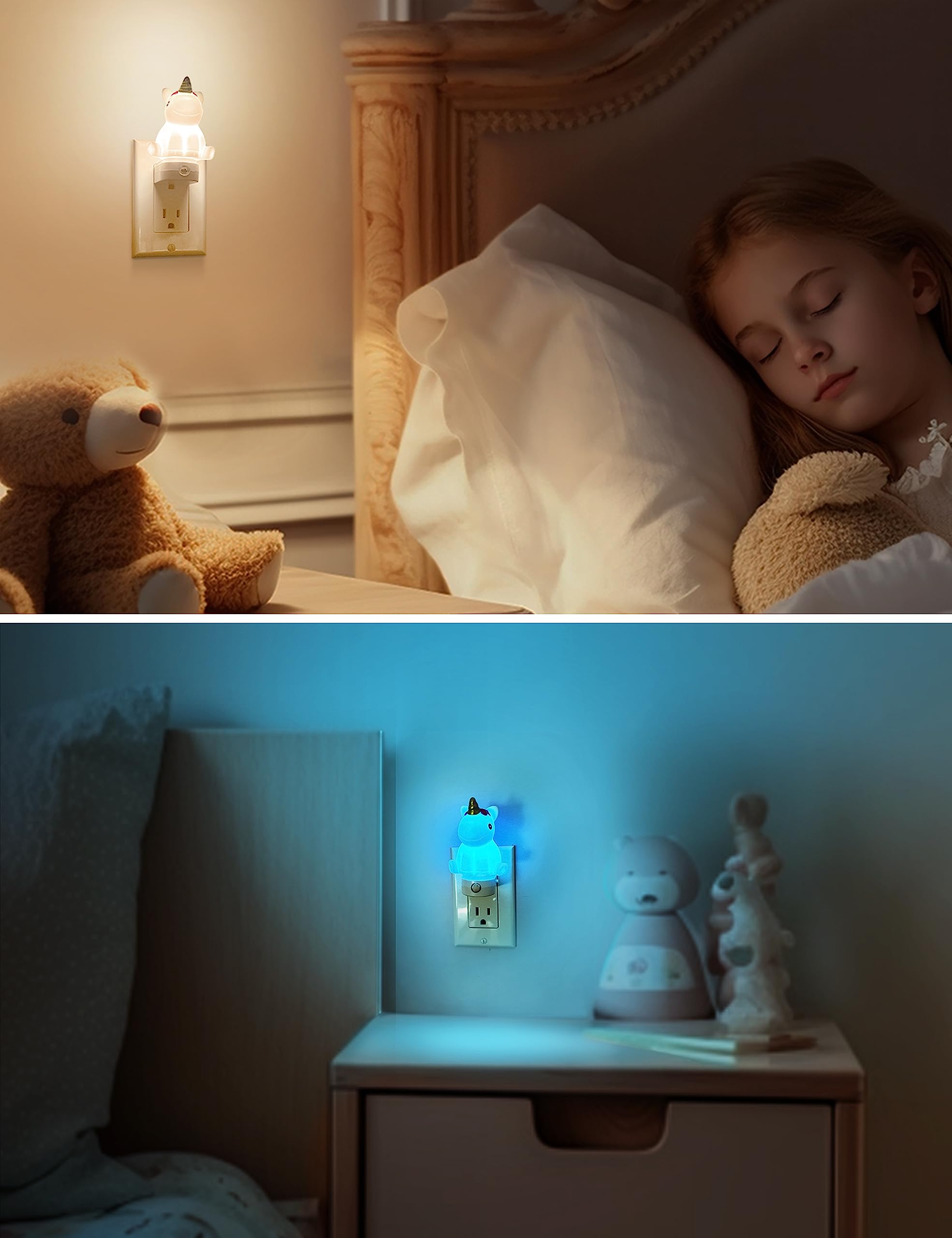 L Lohas Led Plug-In Night Light For Kids  Cute Color Changing Led Night Light With Dusk To Dawn Sensor  Christmas  Birthday Gift Nightlight For Girls & Kids  Room Decor