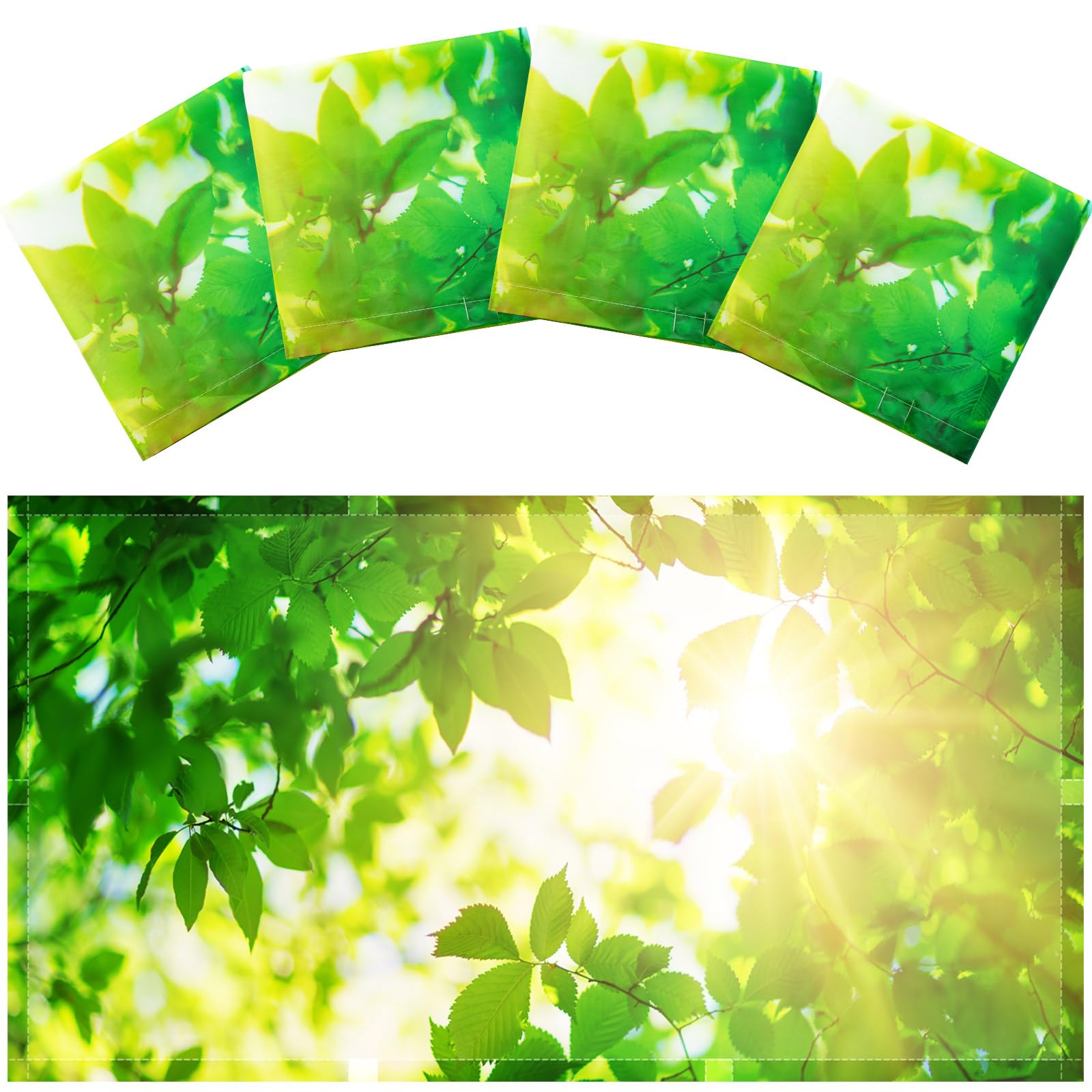 Hortsun Fluorescent Light Covers 4 Pack, 4 x 2 Feet, Magnetic Ceiling Shade Filters, Green Leaves Design