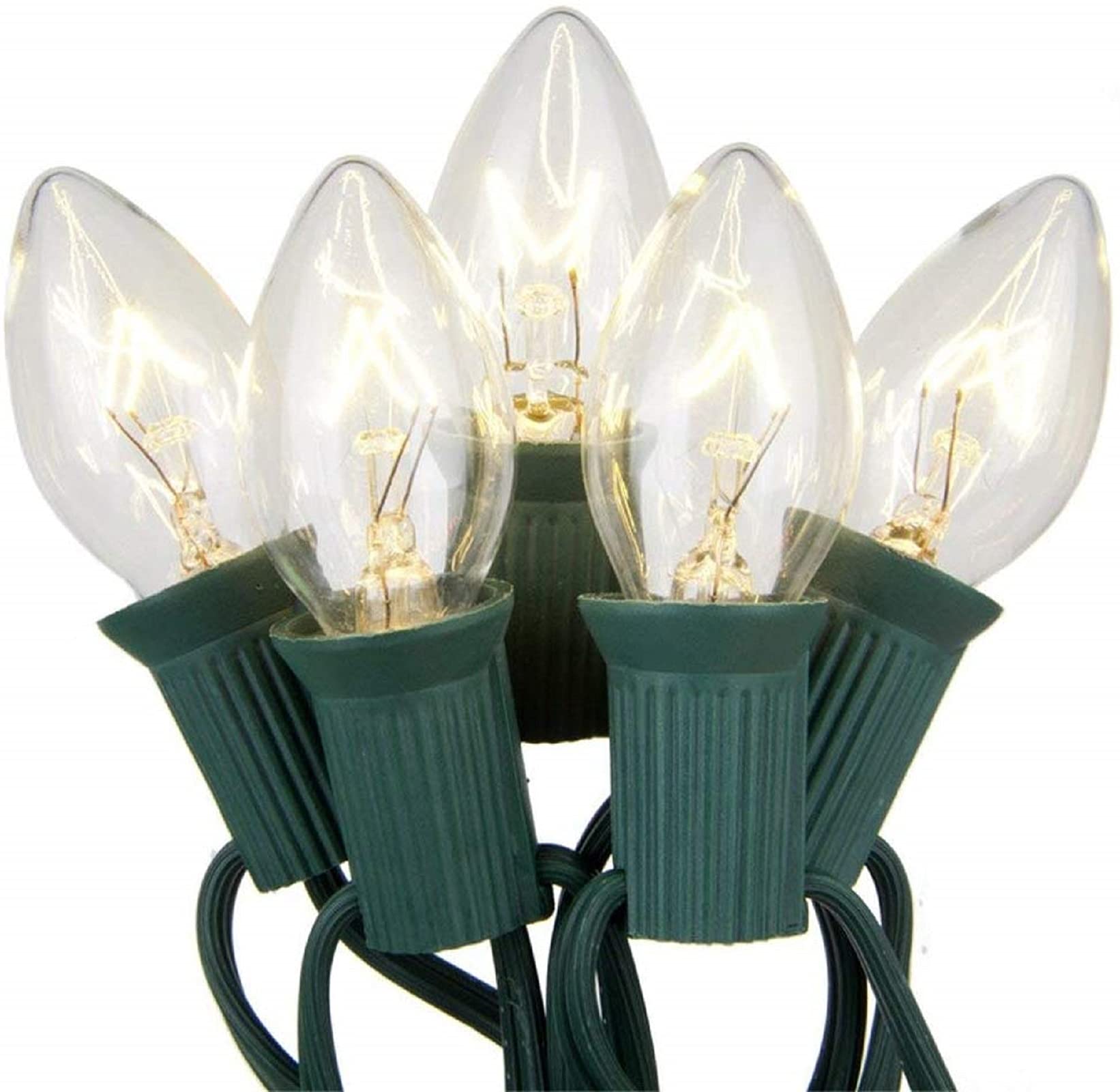 Sunsgne 25 Pack C7 Clear Replacement Bulbs Christmas Light Bulbs, Outdoor Patio String Light Bulbs, C7 Night Light Replacement B