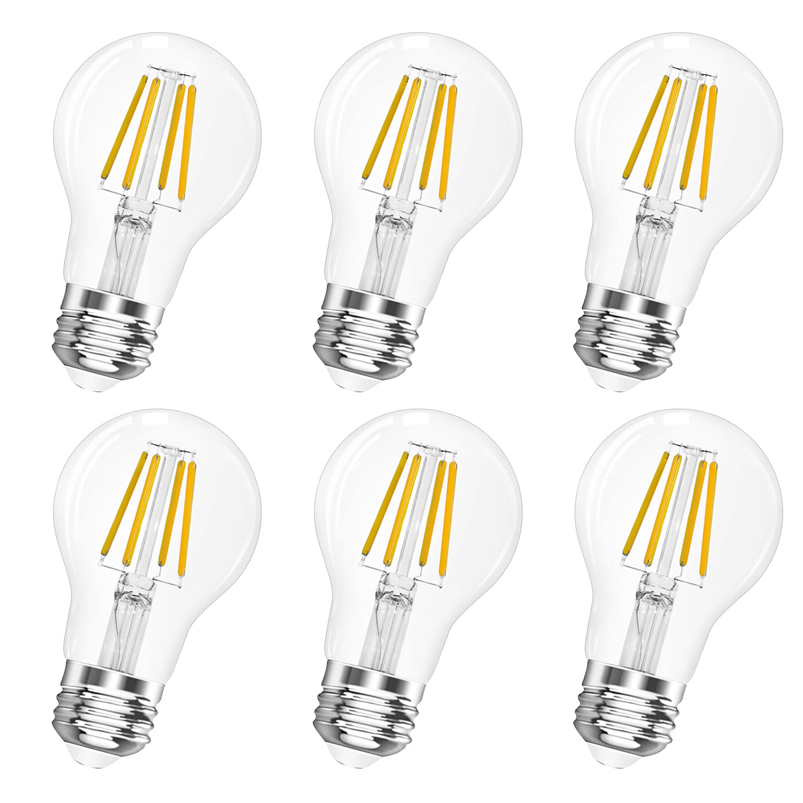 Qingmiao A19 E26 Base Dimmable Edison Led Bulb, 4W (40 Watt Equivalent) 3000K Soft Warm White, Vintage Clear Glass Led Filament 
