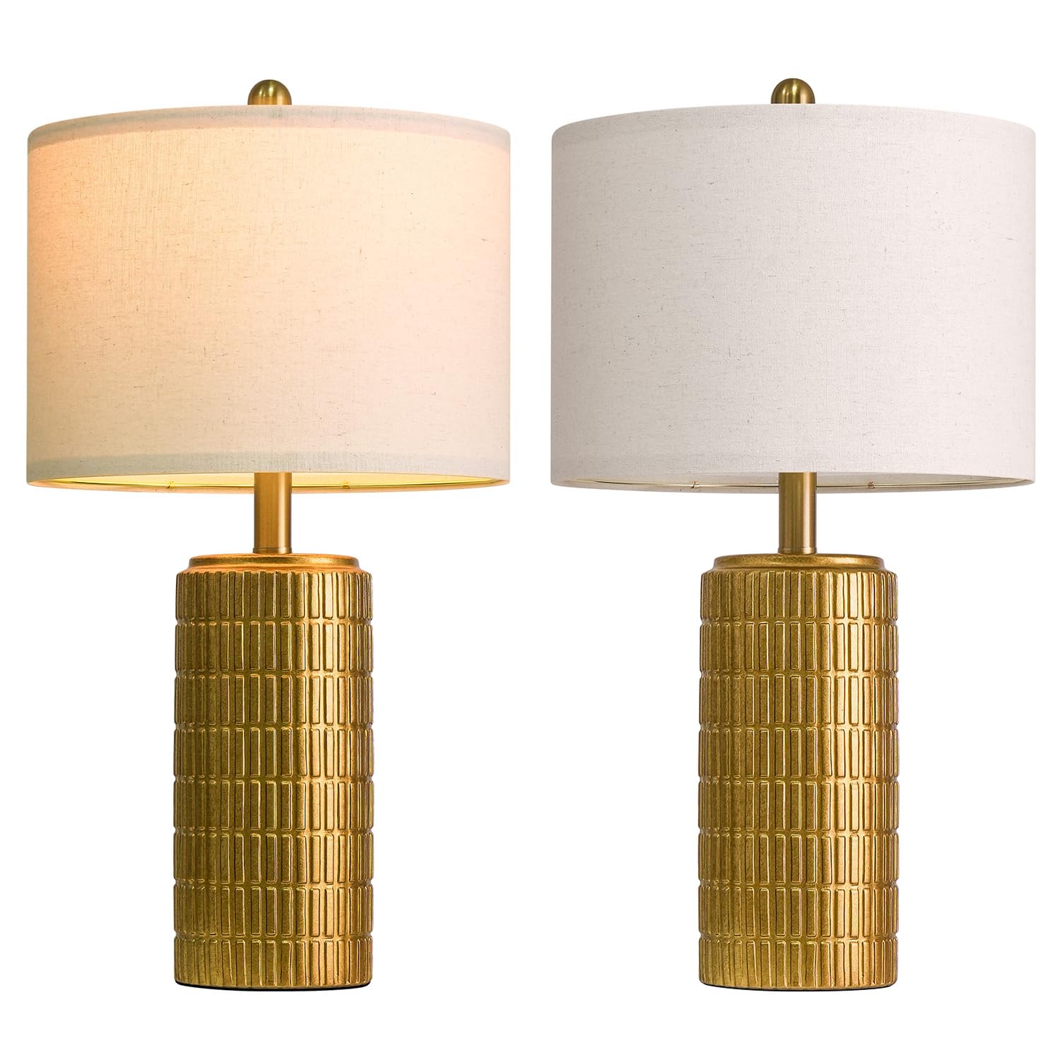 PoKat 23in Brass Gold Ceramic Table Lamp - Medium Vintage Decorative Home Decor - Model AMZ-T1102GL