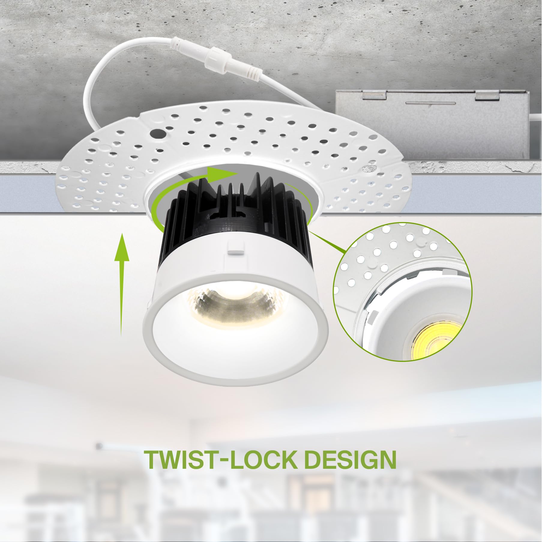ASD Trimless LED Recessed Lighting 15W 4 Inch Canless Dimmable Downlight, 5 CCT 2700K-5000K, IC Rated, White,
