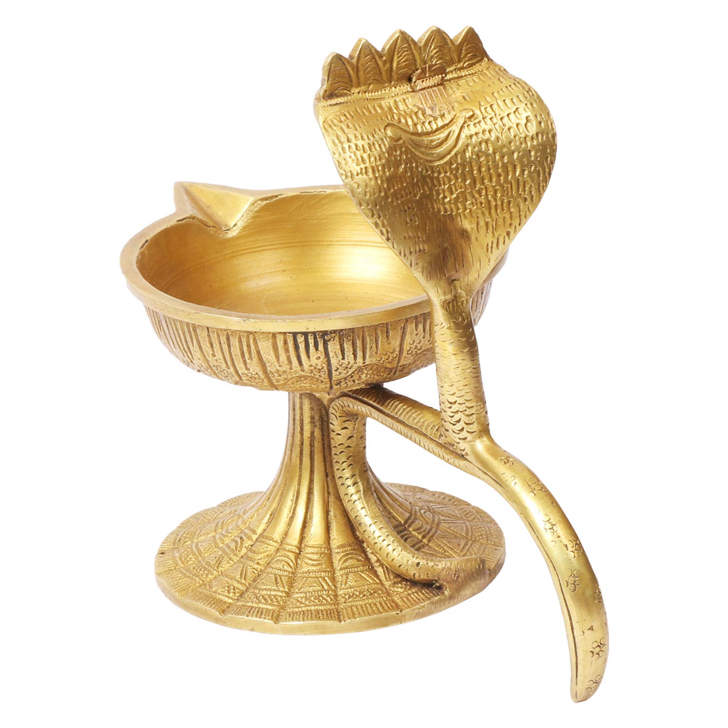 Kartique Brass Sheshnaag Pooja Dhoop Diya Stand Incense Burner and Jyoti Deepak Oil Lamp Diwali Gift Tealight Loban Holder Aarti
