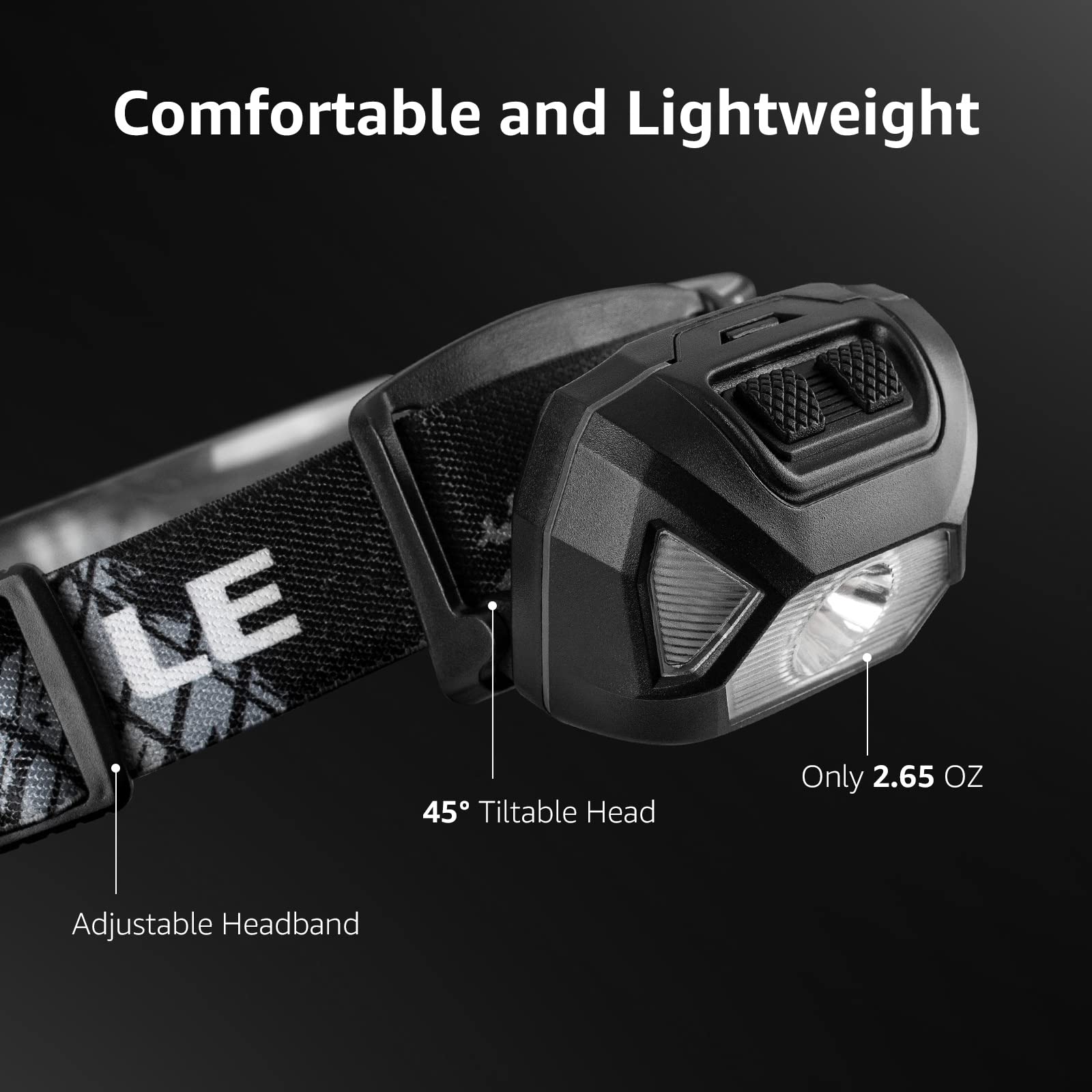 LE Rechargeable Headlamp 320014-2 - IPX4 Waterproof, 6 Modes, Pocket Size, Black, 2 Pack