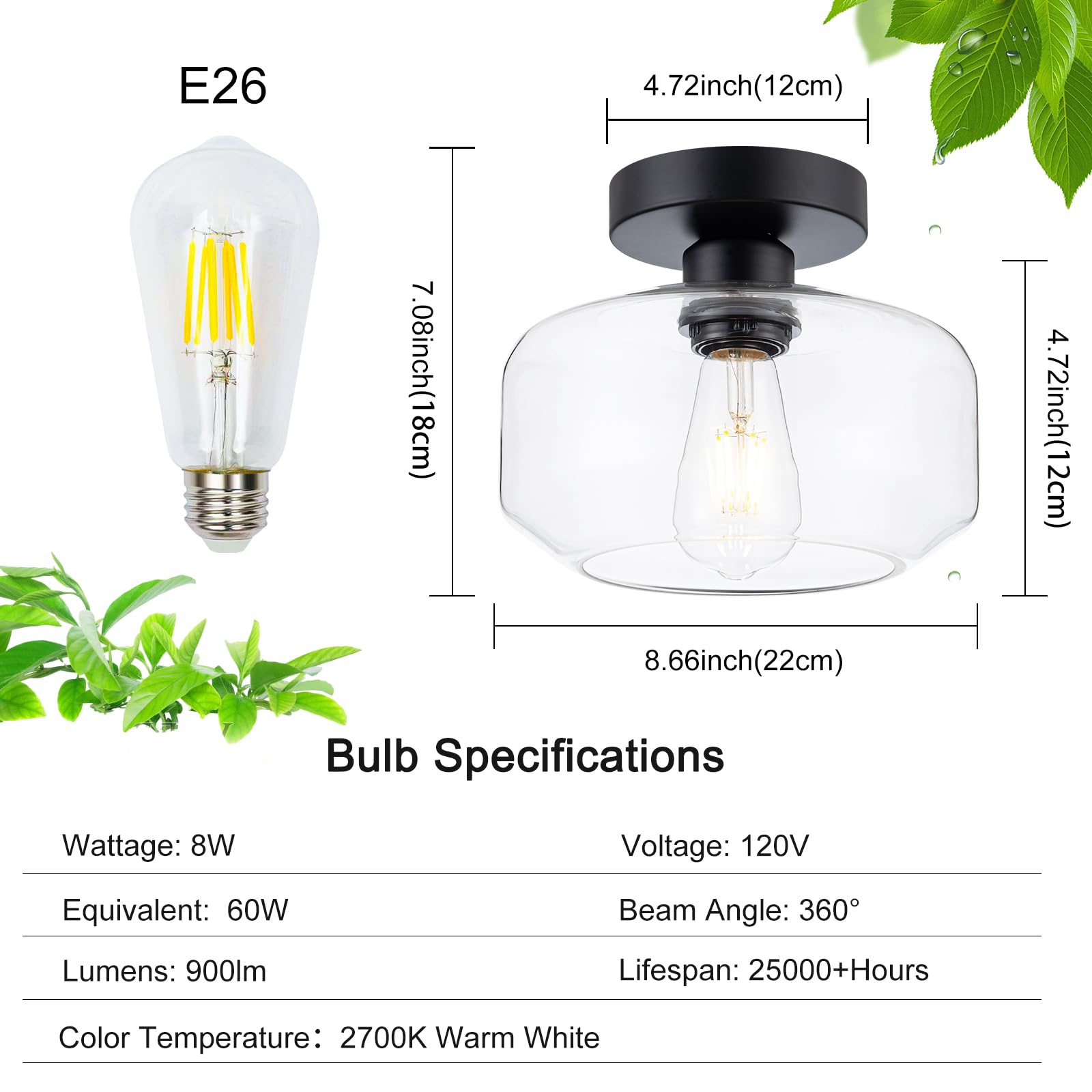 Tbaoinla Semi Flush Mount Ceiling Light Fixture Adjustable Hanging Brass Gold Light Fixture 8.66'' Modern Frosted Opal Milk Glas