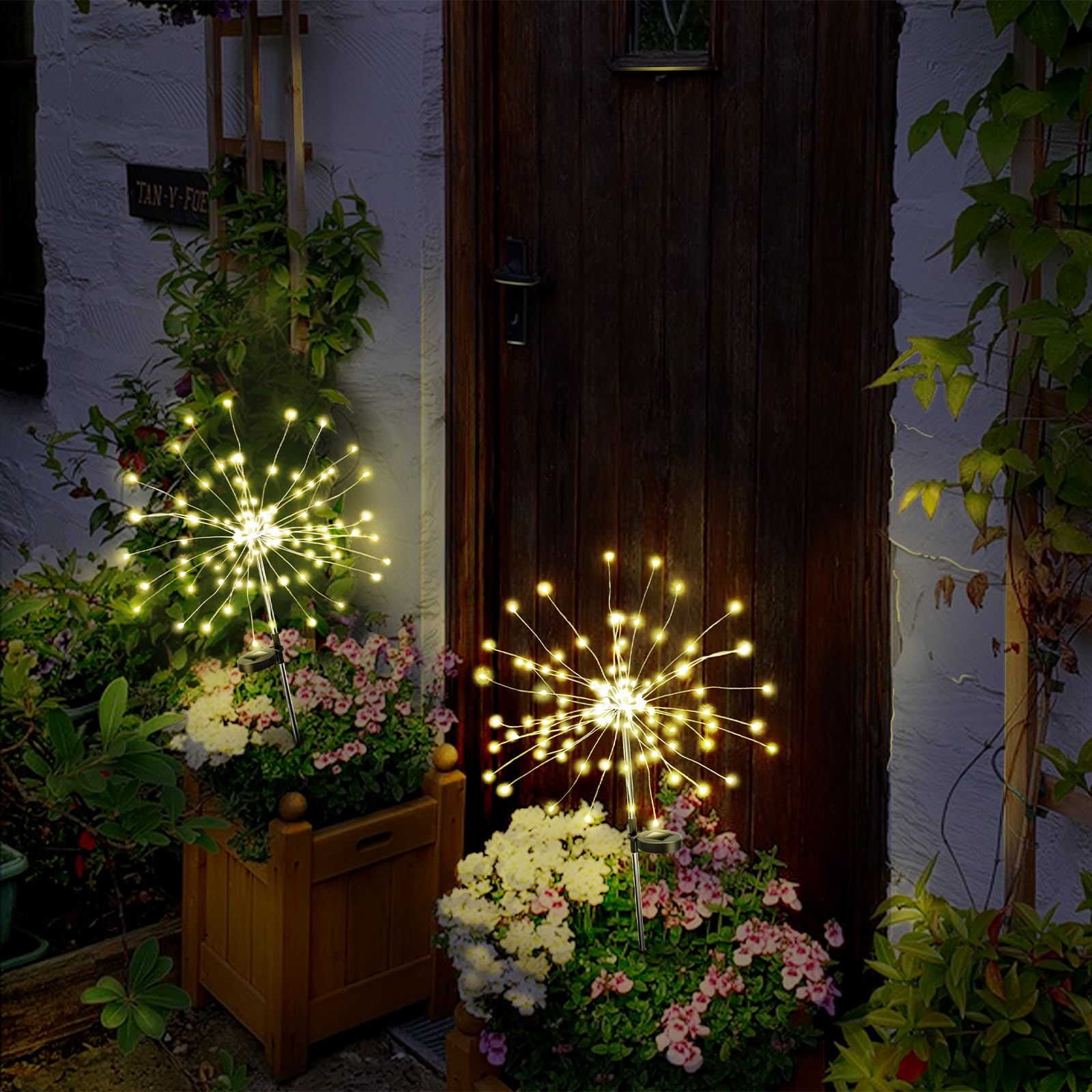 Anordsem Fireworks Lights Outdoor Decorations: Solar Garden Fairy Light Waterproof For Yard Outside Decor - Led Sparklers Firework Sticks Starburst Lighting Patio Pathway Lawn Decorative