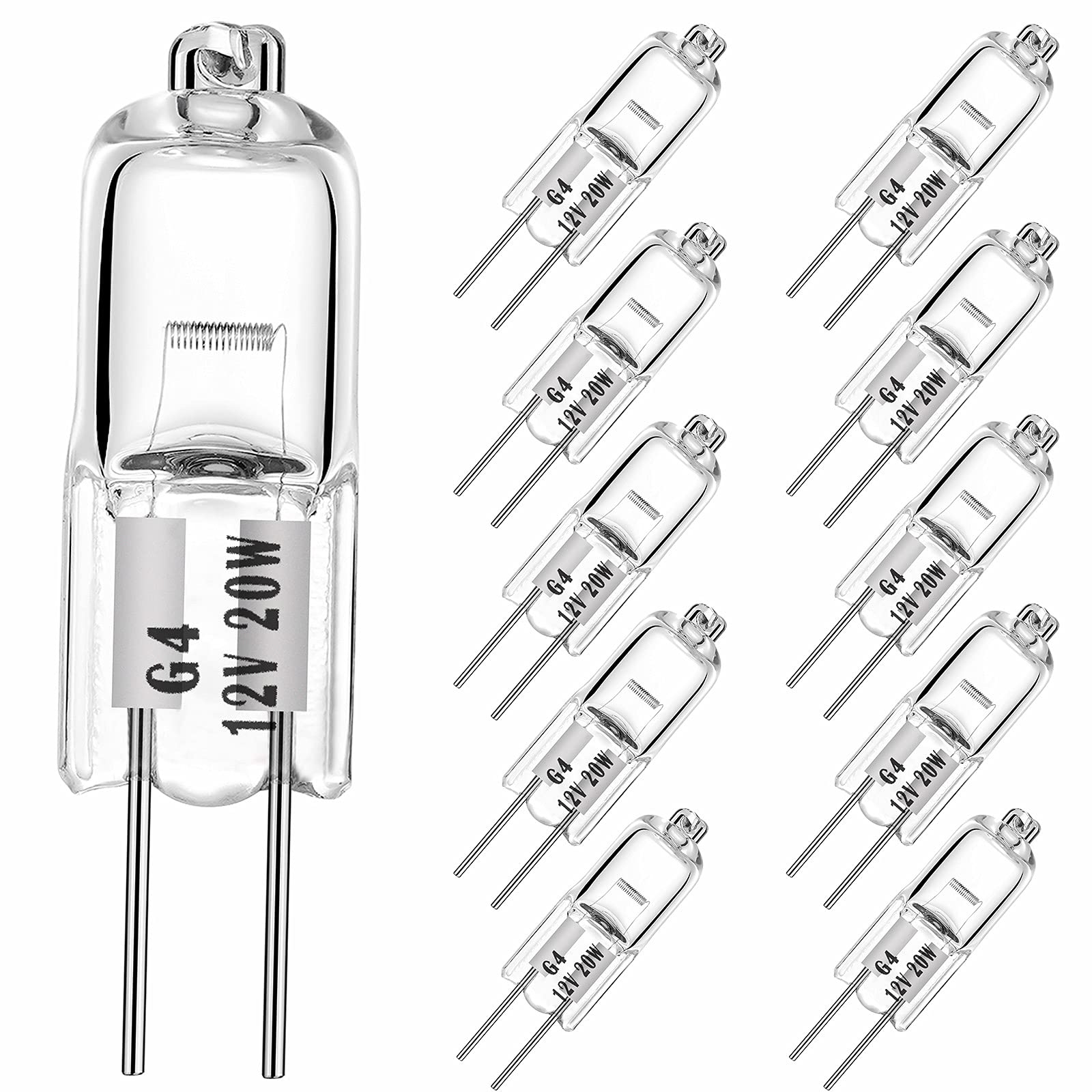 Ybek G4 Halogen Bulbs 20W 12V T3 Jc Type 2 Pin Base Replacement For Landscape Under Cabinet Puck Light Track Lighting Dimmable(1