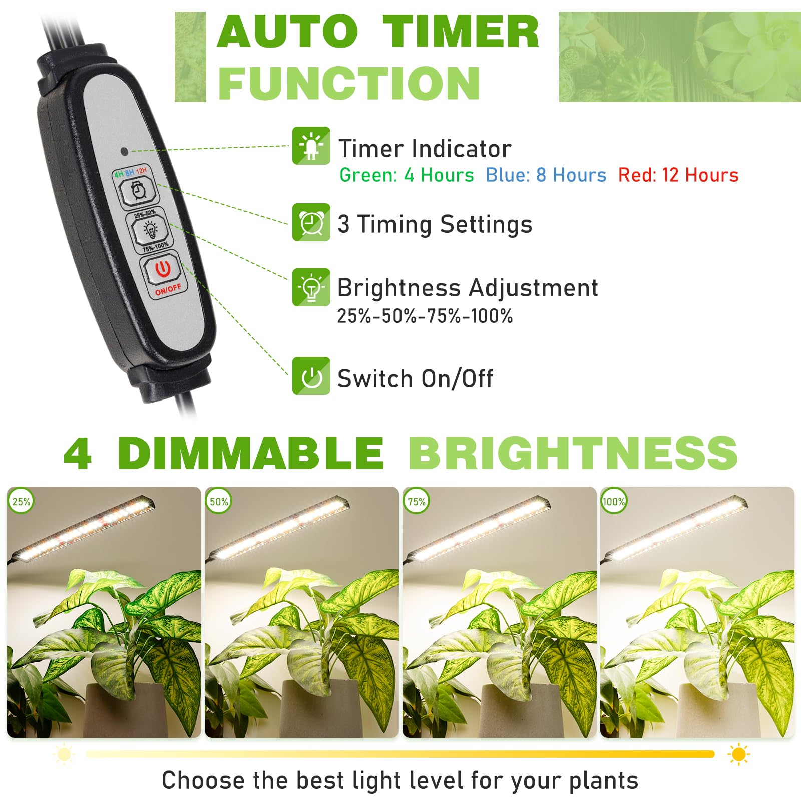 Foxgarden® Grow Lights Full Spectrum, Tri-Head Plant Lights For Indoor Growing With Flexible Gooseneck, 156 Leds Clip Grow Lamp With 4/8/12H Timer, 4 Brightness Levels, Ideal For Indoor Growth