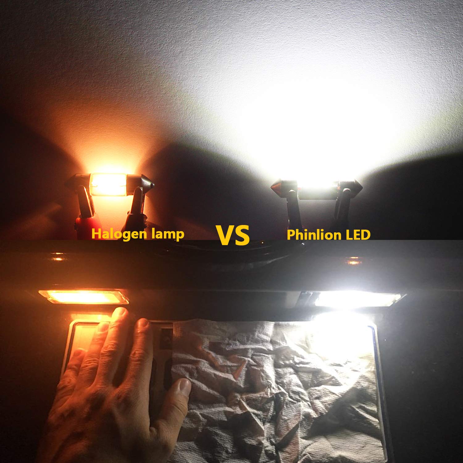 PHINLION 500 Lumens 578 LED Bulb - 41mm/42mm Festoon, 6-SMD, Aluminum, White, 6000K Xenon White,