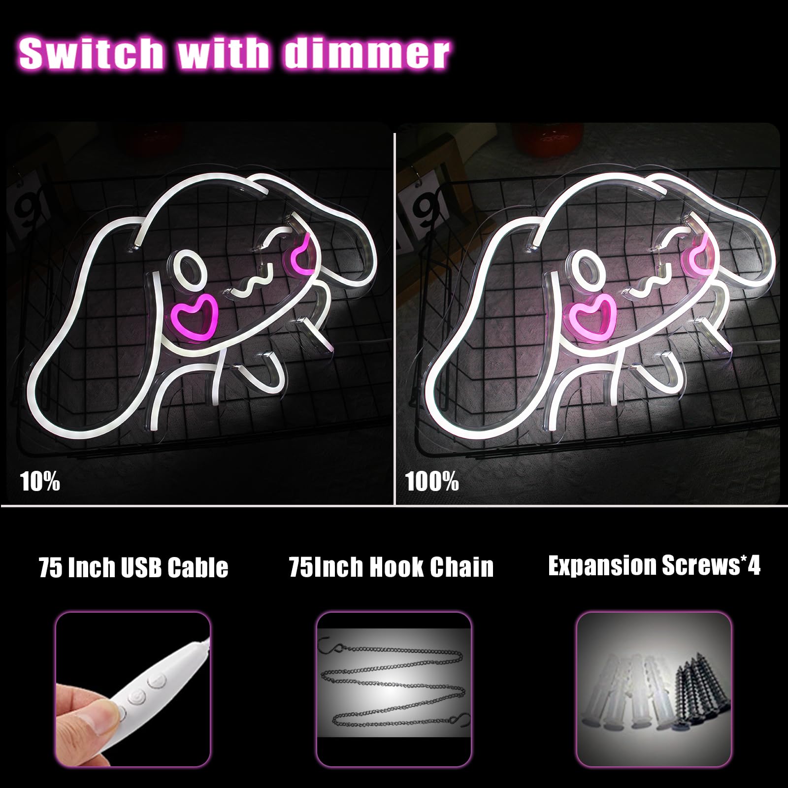 Zhujianqiang Cinnamo Roll Neon Sign LED Light for Wall Decor 17.5inx9.5in Cinna-White Model ShinyLightz-Cinna