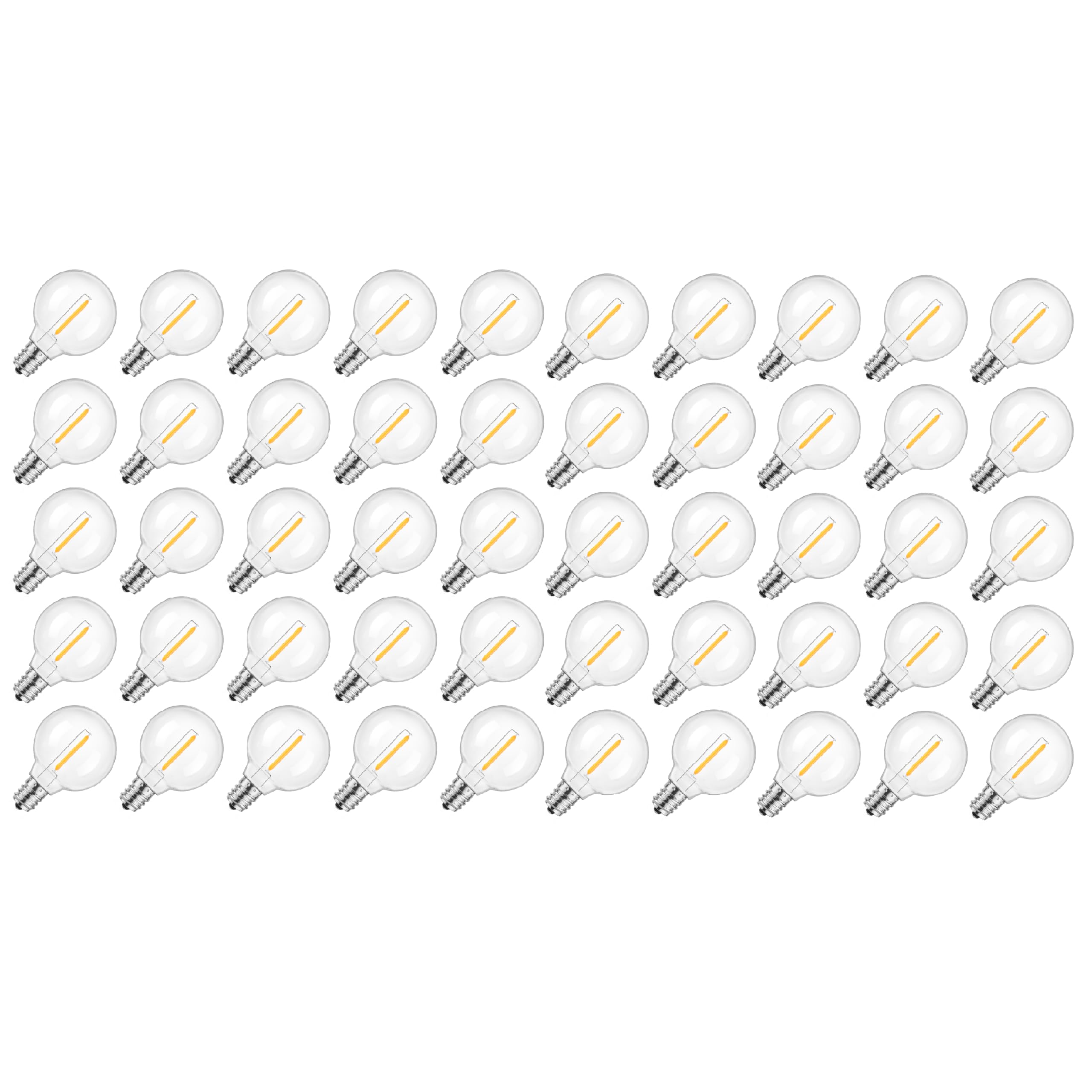 Mlambert G40 LED Replacement Bulbs, Dimmable E12 Base, Shatterproof, 50 Count, Warm White 2700K, Model G40E121W-27-