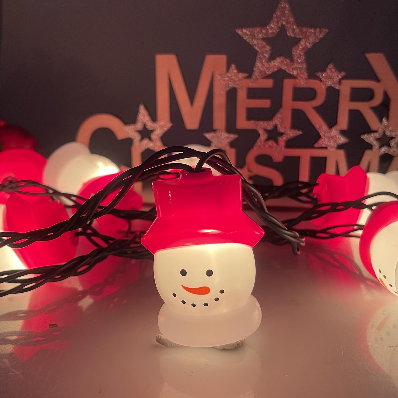 Konictom 8.5Ft Christmas Snowman Lights,Snowmen Christmas Decorations With 10 Snowman Head Lights,Waterproo Perfect For Outdoor And Indoor Christmas Tree, Bedroom, Door, Party Decor