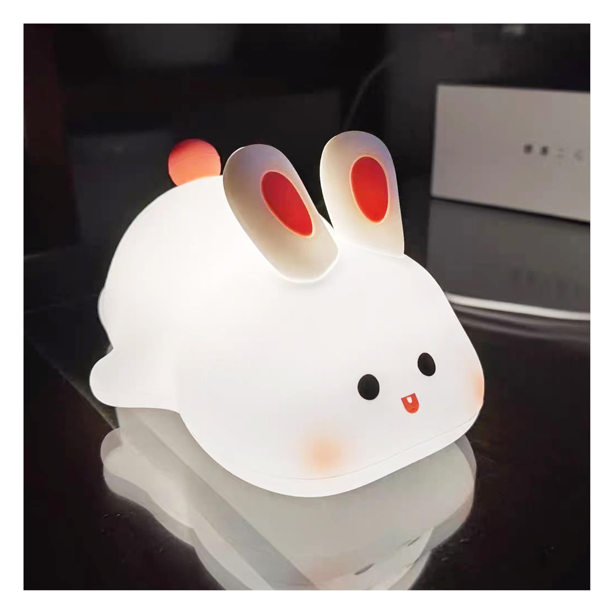 Big Face Rabbit Night Light For Kids Room, The Rechargeable Touch Lamp Is 3 Levels Brightness, Bunny Toys For Bedroom With Warm White Light, Christmas Easter Decorations Gifts For Women Girls Boys