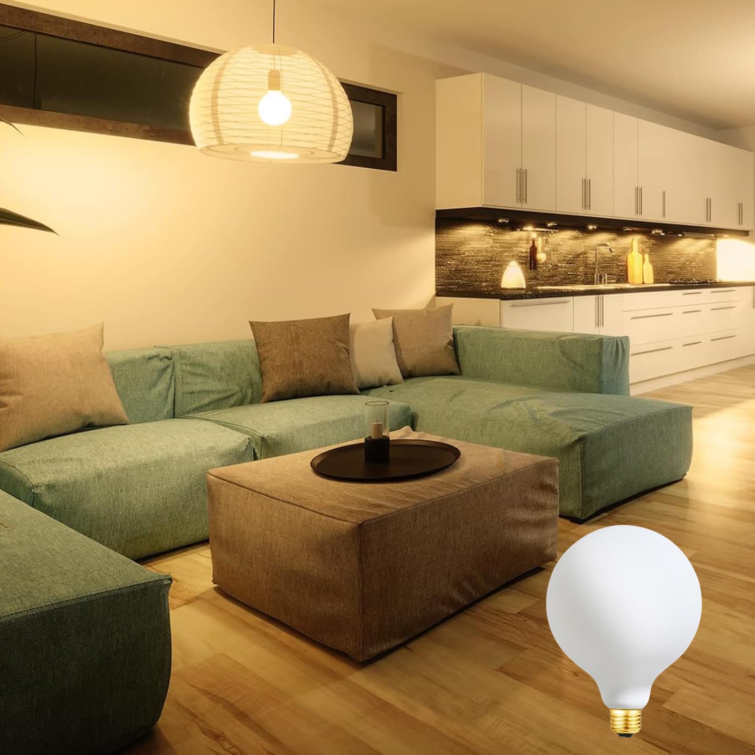 Leools Globe Light Bulbs 60 Watt Replacement For Decorative,Matt White,E26 Dimmable Warm White Large G40(G125) 6Watt(60Watt Equi