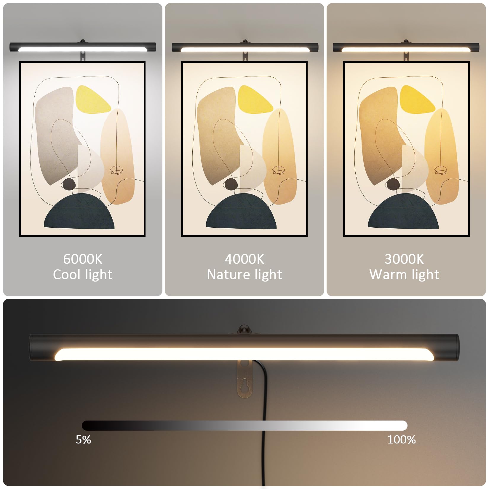 Coinmit 16&quot; Adjustable Led Picture Light With Remote, Timer - Black Art Light For Paintings