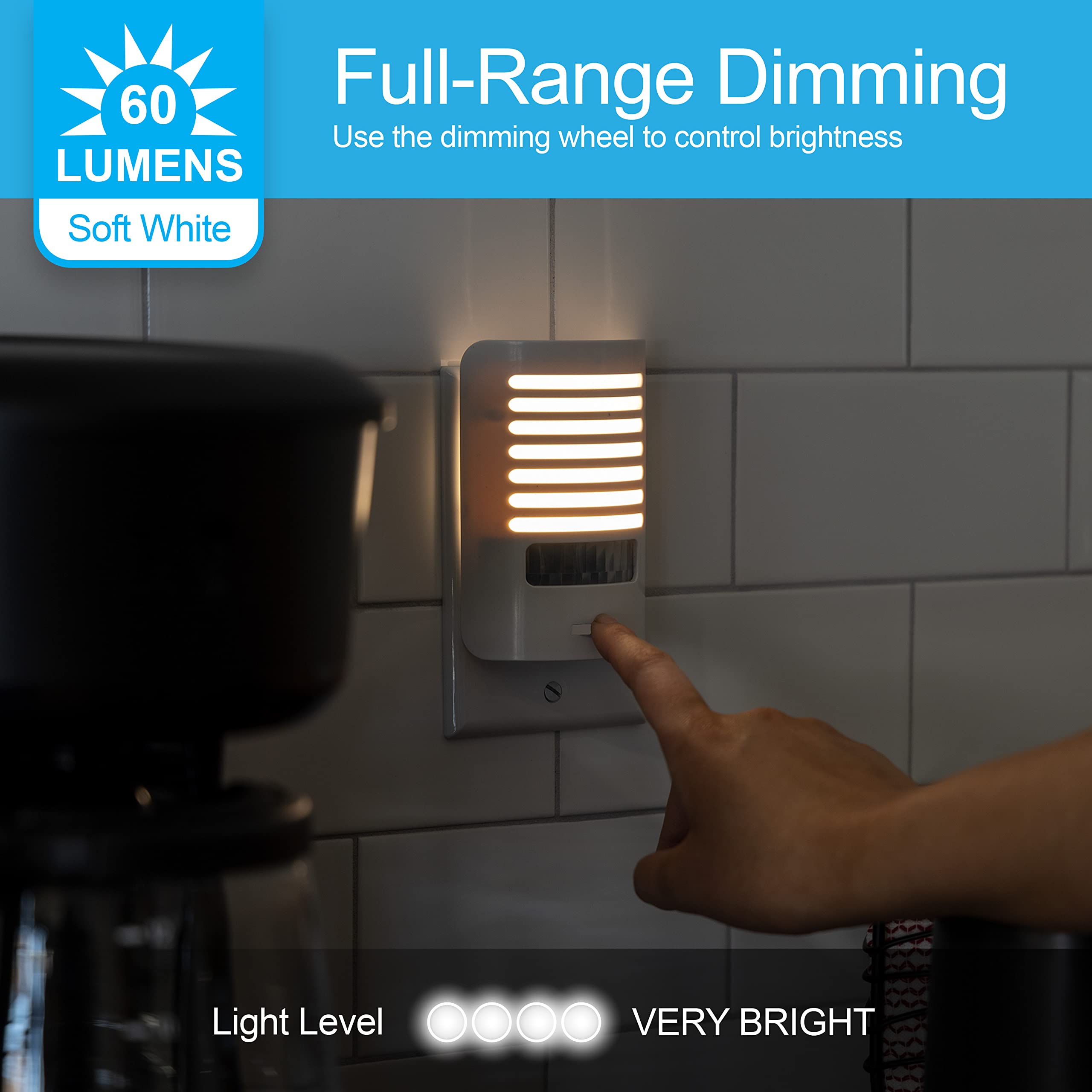 Ge Led Night Light, Motion Sensing, Dimmable, Louver Shade, White, Plug-In, Ul-Certified, Ideal Nightlight For Bedroom, Bathroom