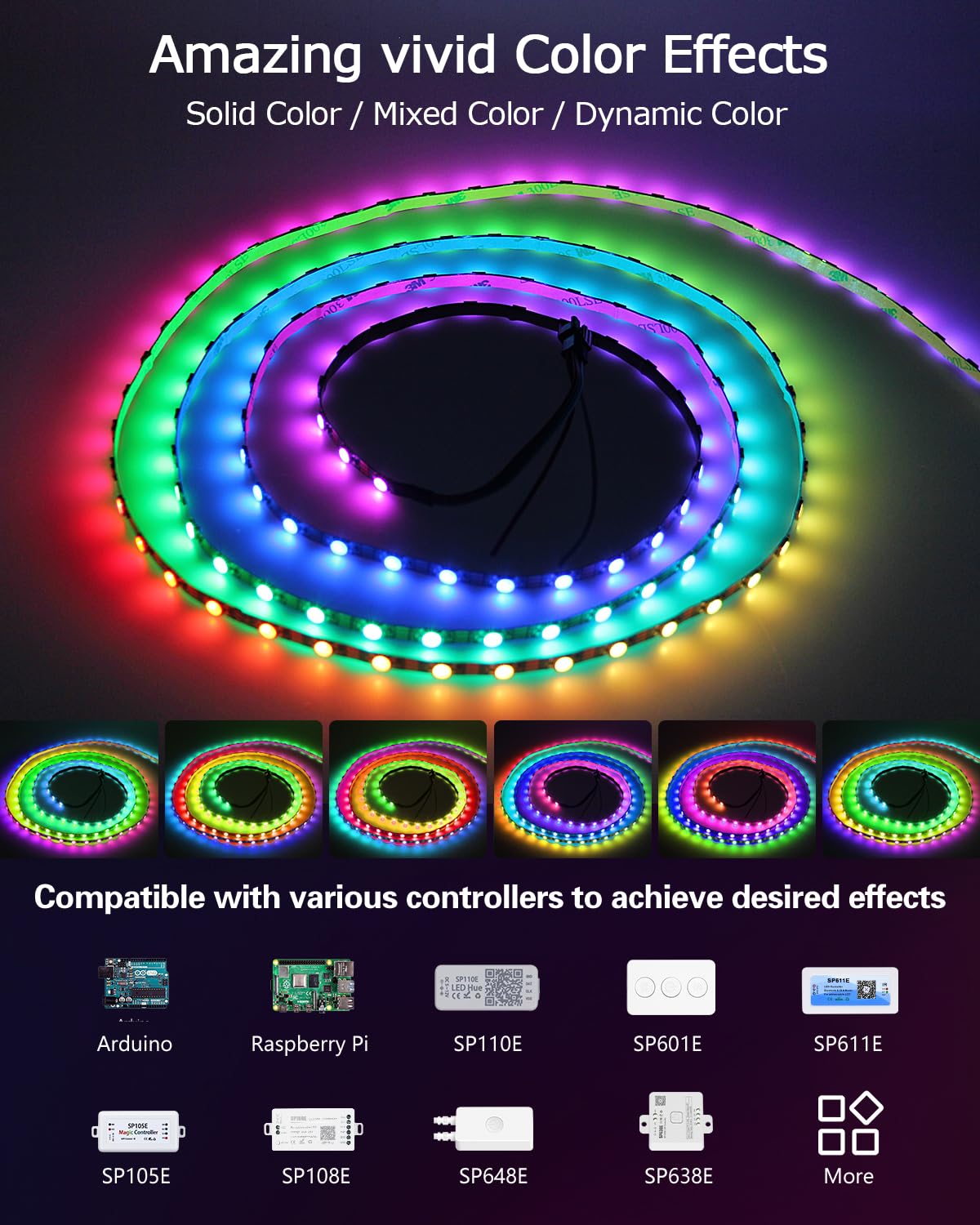 Alitove Ws2812B Led Strip 5Mm Rgb Addressable Light 6.6Ft 120 Leds Black Plastic Model Al2812Wh120Np2M5Mm