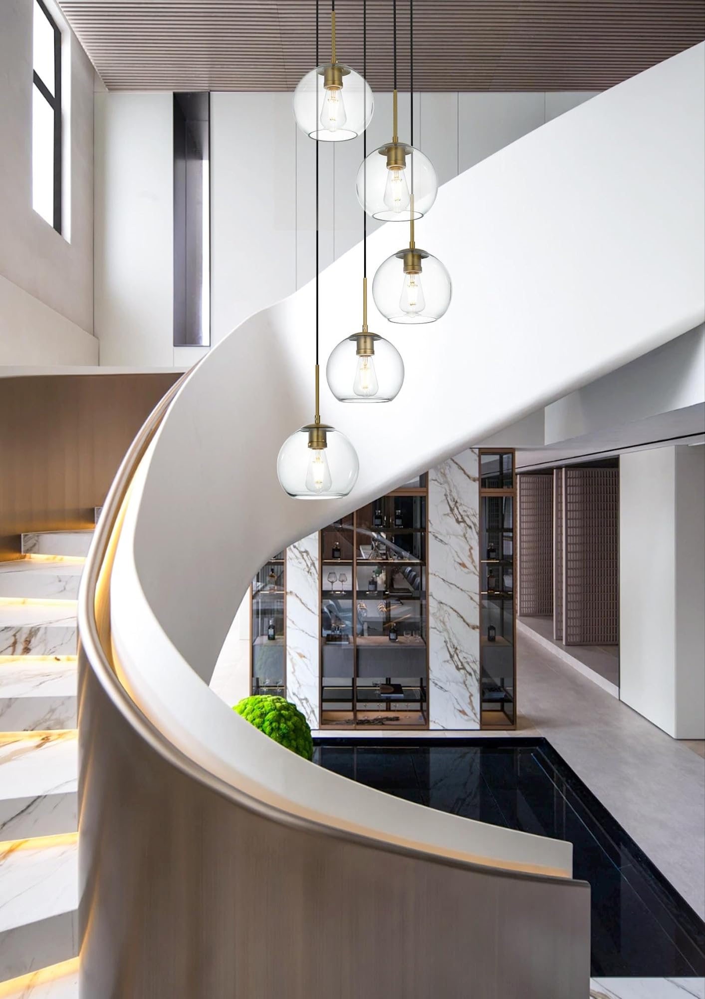 Living District Baxter 5-Light Metal Pendant In Chrome And Clear Finish