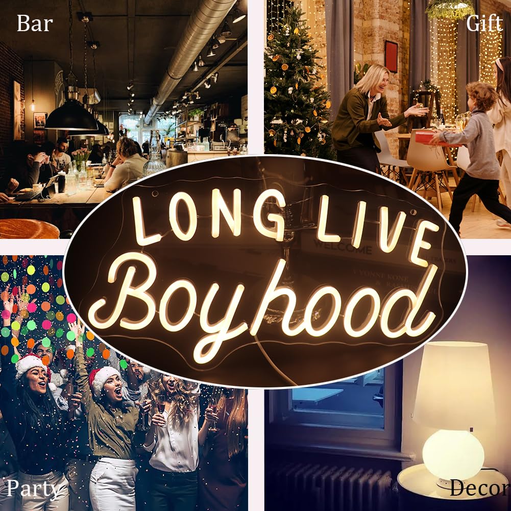 Long Live Boyhood Neon Sign  Decorative Neon Lights For KidS Room Play Room Wall Decor Neon Light Sign  Christmas Birthday KidS Gift Thanksgiving Gift(Warm White)