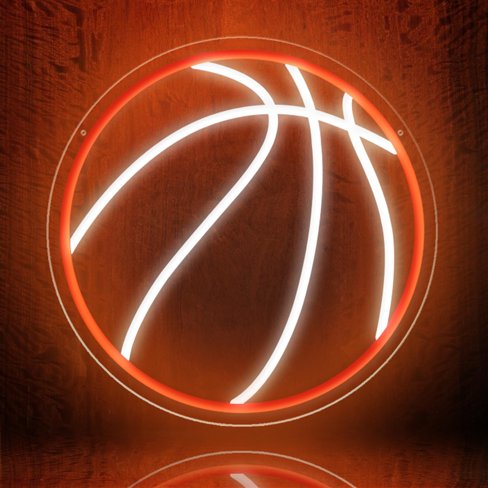 KENFARI Basketball Neon Sign LED Light, 12.6inx12.6in, Dimmable USB Wall Decor, Orange & White Silicone