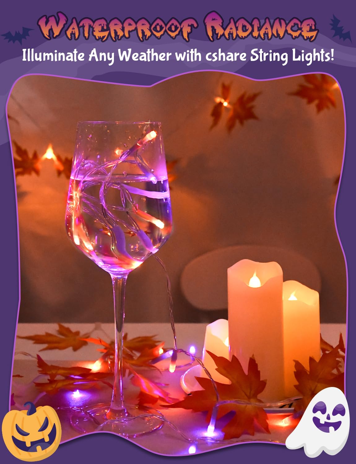 Cshare Halloween String Lights Battery Operated With Timer, Orange And Purple Fairy Lights Outdoor 9.8Ft 30Led, Halloween Decora