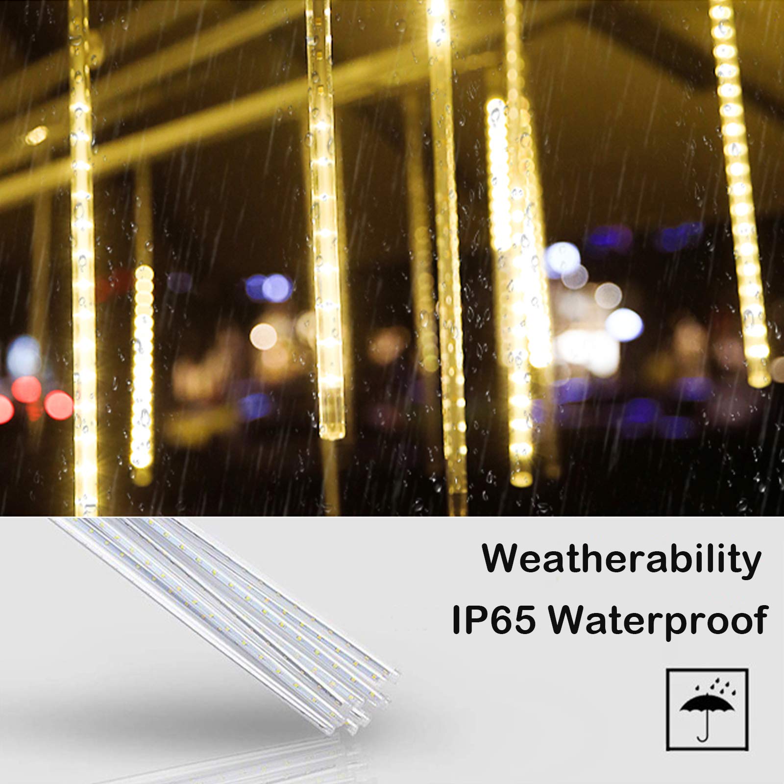 Fyyzy Christmas Lights Outdoor Icicle Lights Snowfall Meteor Shower Rain Light Christmas Led Decoration Falling Drop String Ligh