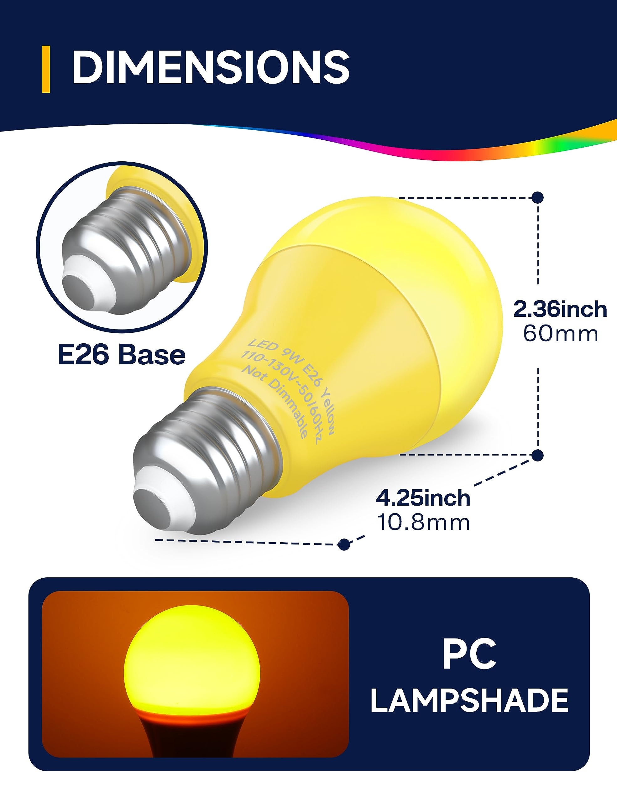 UNILAMP Red Light Bulbs, 9W A19 Christmas Red Colored Light Bulb 60 Watt Equivalent, E26 LED Red Light Bulb, Red Light for Outdo