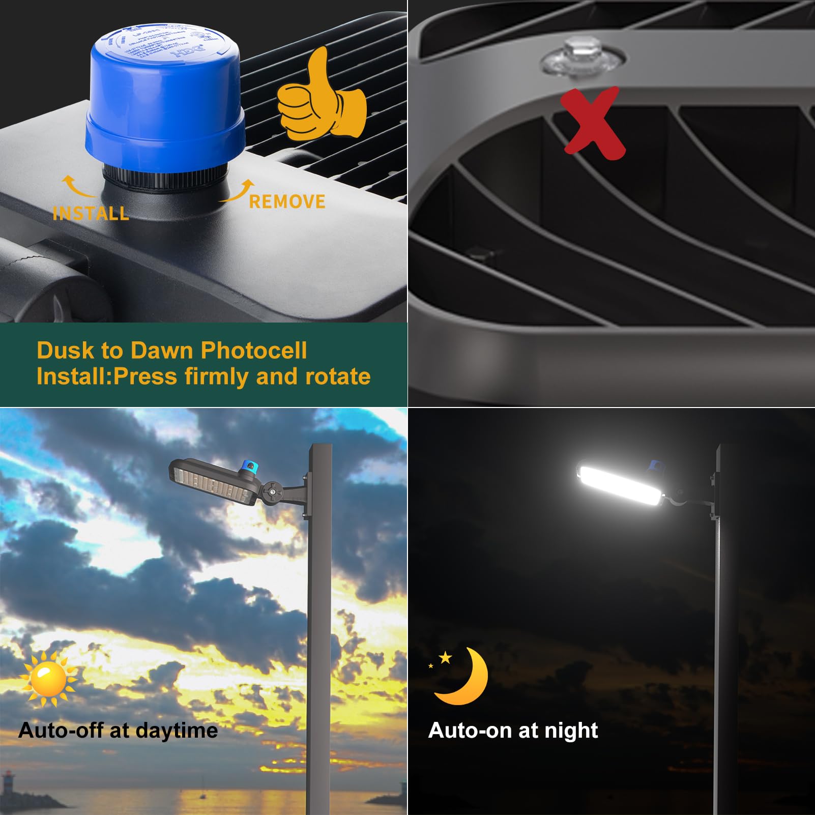 ACOHOOK LED Parking Lot Lights 5Pack 320W 48000Lm Arm Mount Black ETL Listed 5000K Smart Photocell Model ASB-06