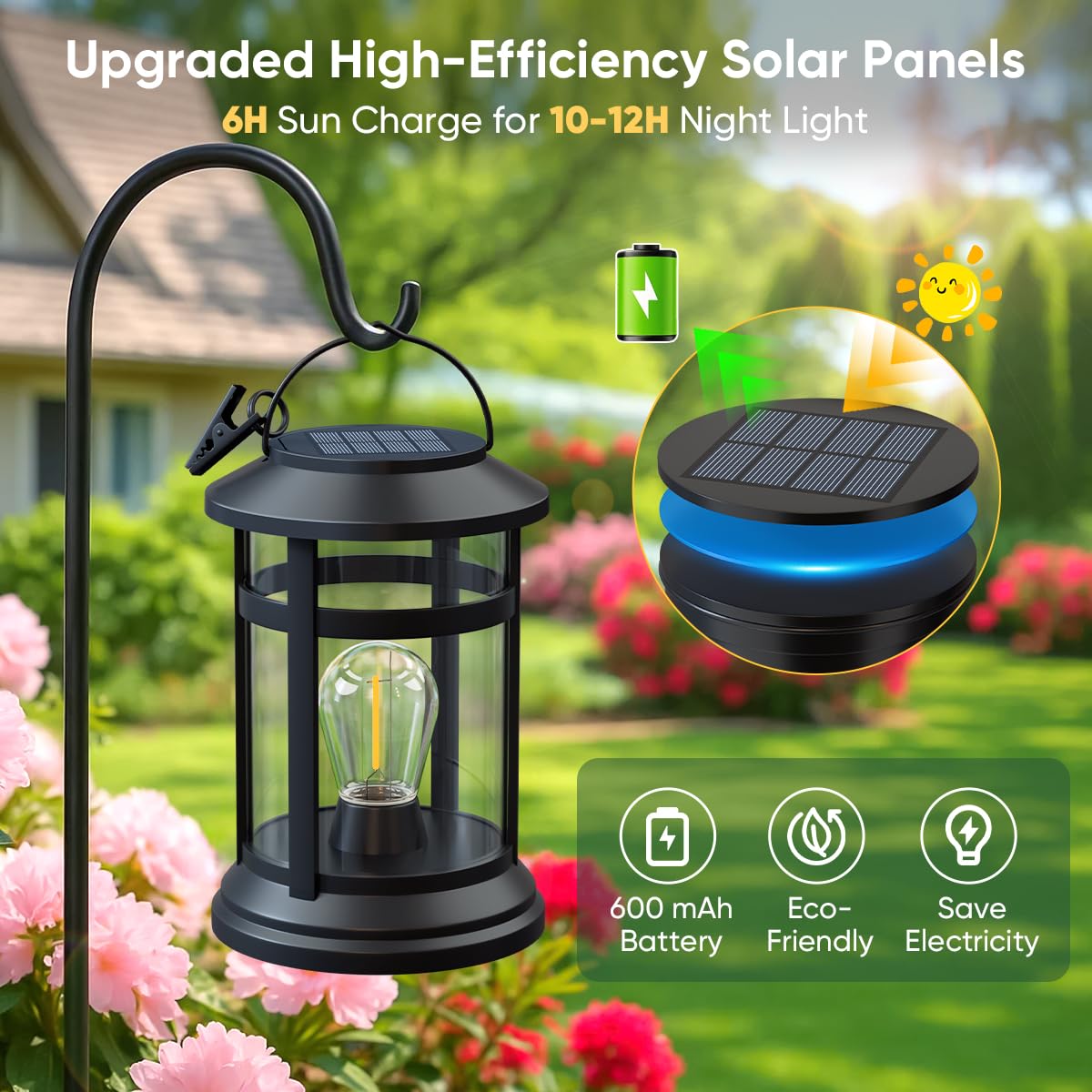 Nfever Solar Lanterns Outdoor Waterproof: 6 Pack Hanging Solar Lights For Outside Patio Porch Garden Tabletop Decor - Bright Led Warm White Solar Powered Lighting - 2025 Gardening Lovers Mom Gifts