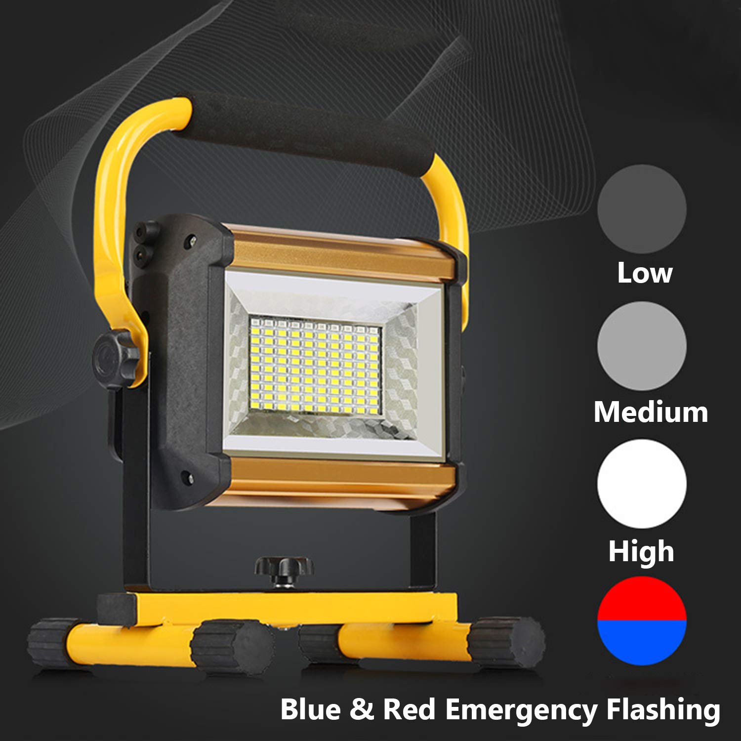 Rechargeable Led Work Light, Otyty 100W Portable Rechargeable Led Floodlights With Stand For Outdoor Garage Workshop Constructio