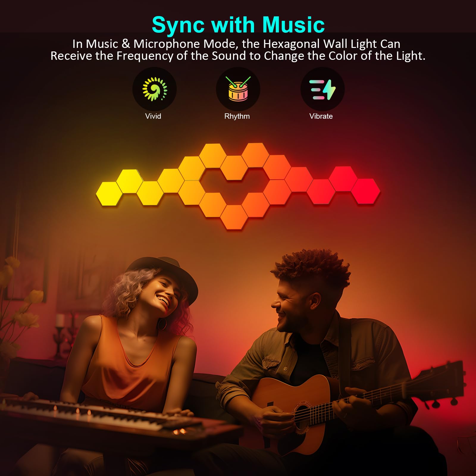 Jimimoro 20 Pack Hexagon Light Panels - Smart Rgb Hexagon Led Lights Wall Lights With App & Remote Control Cool Music Sync Gamin